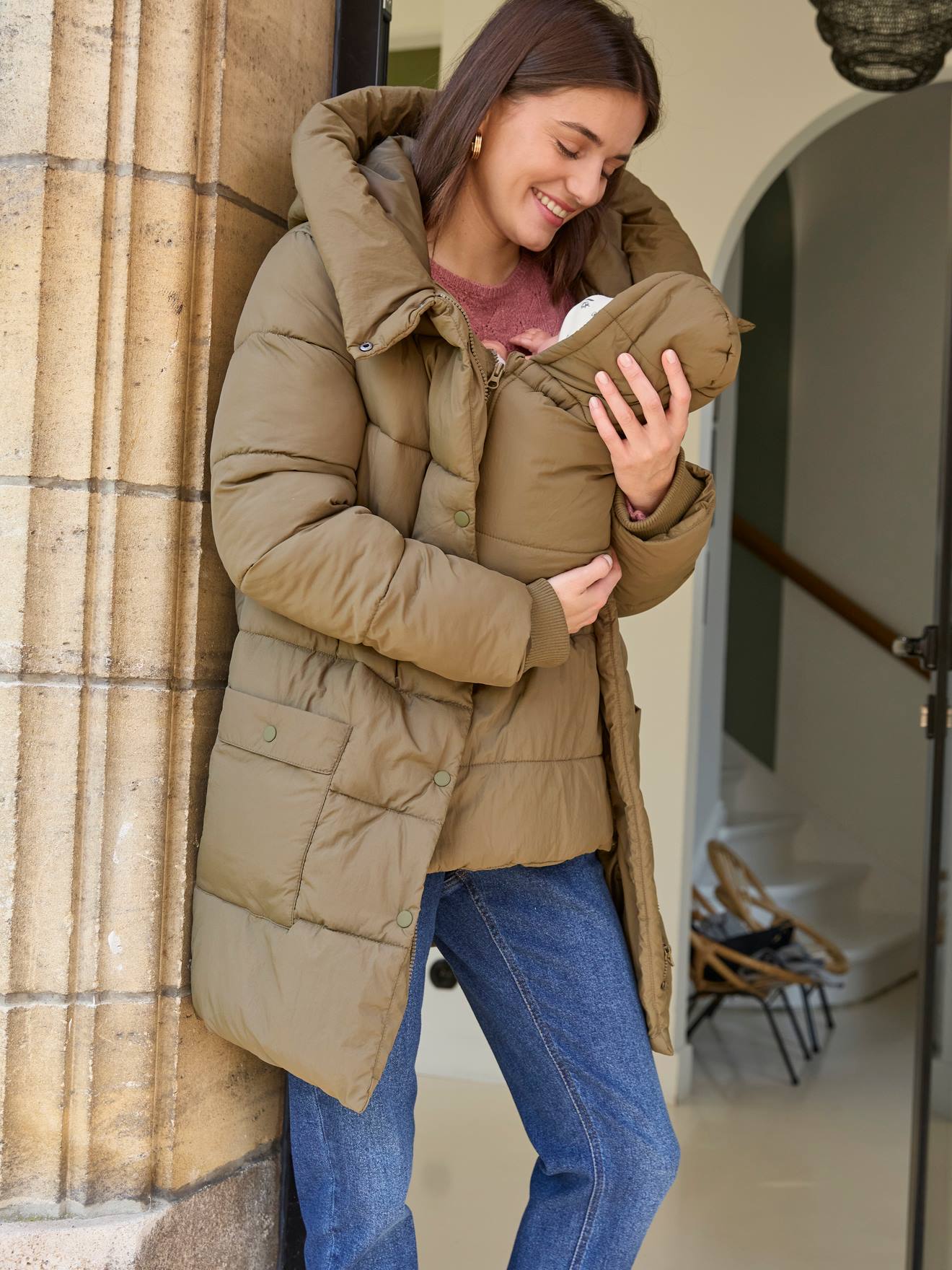 Adaptable Padded Coat, Maternity & Post-Maternity olive
