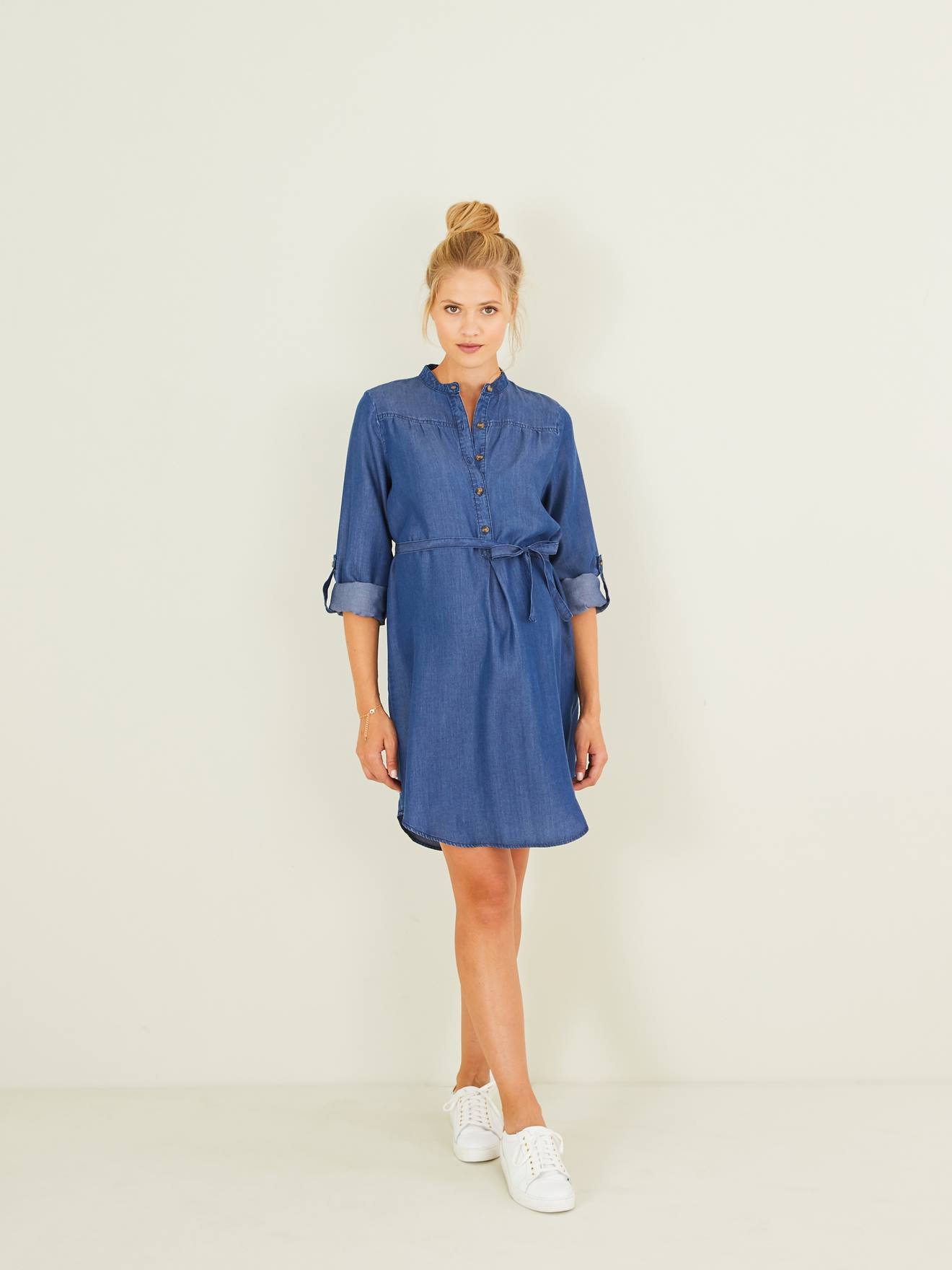 Maternity Dress in Lightweight Denim denim blue