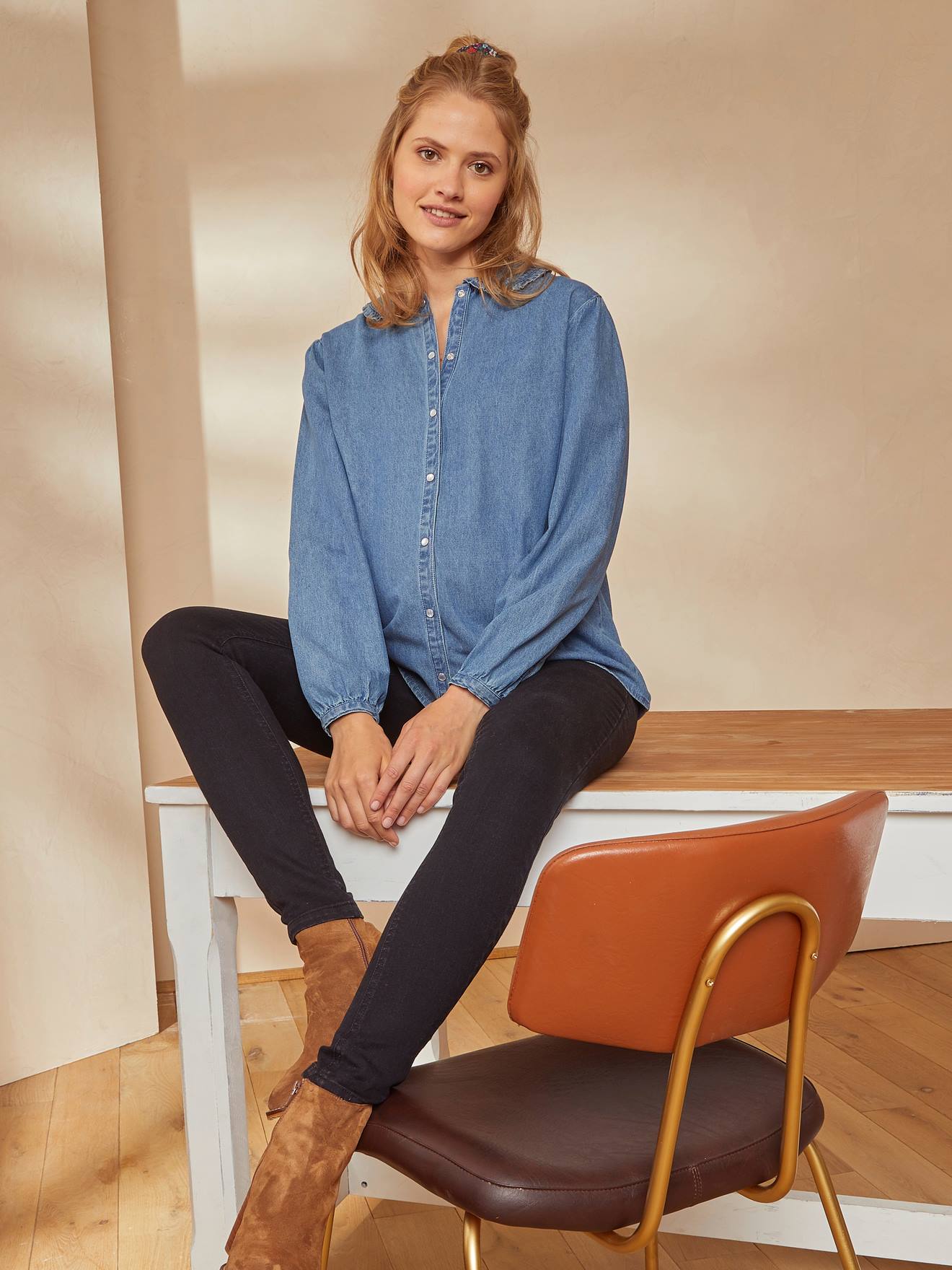 Denim Shirt, Maternity & Nursing Special light denim blue