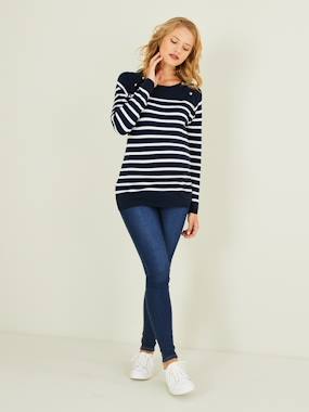 Sailor-Type Top, Maternity & Nursing Special dark blue stripes
