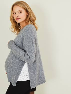 Jumper with Side Slits, Maternity & Nursing blue