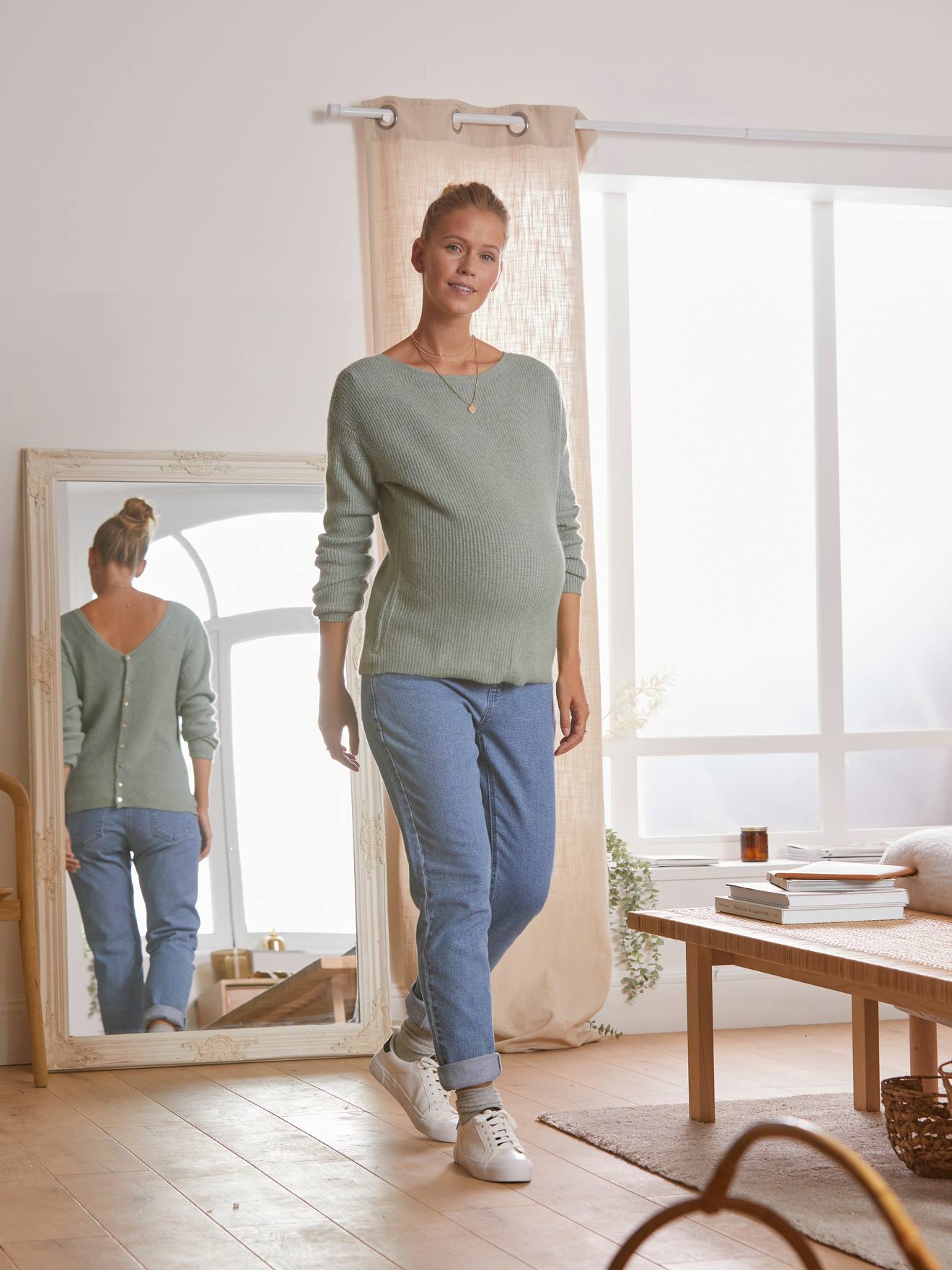 Front/Back Jumper, Maternity & Nursing green light solid