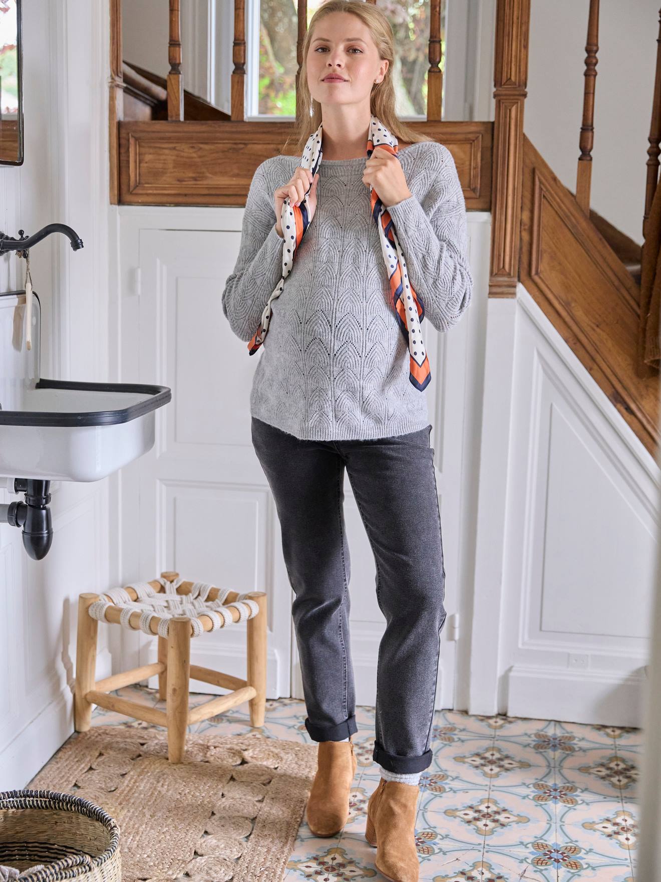 Reversible Front/Back Jumper, Maternity & Nursing marl grey