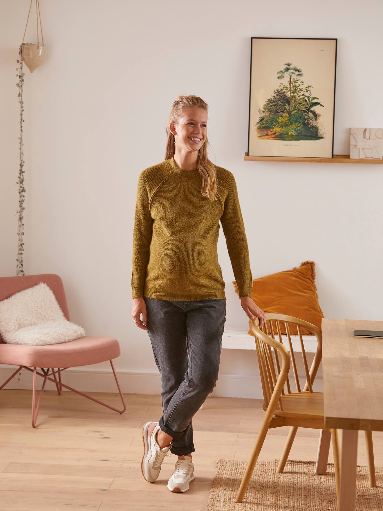 Jumper in Shimmery Knit, Maternity & Nursing Special green dark solid