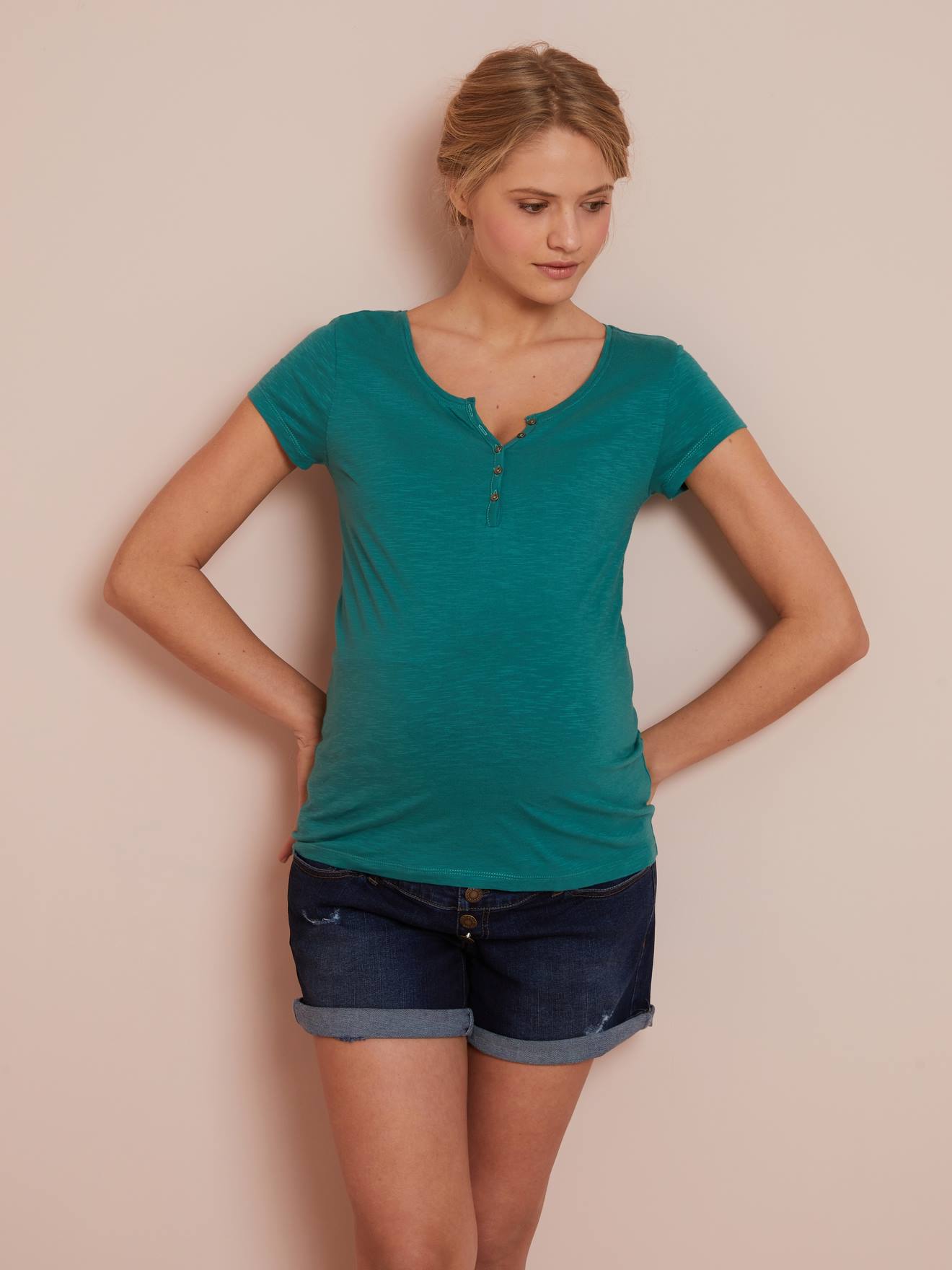 Granddad-Style T-Shirt, Nursing & Maternity Special dark green