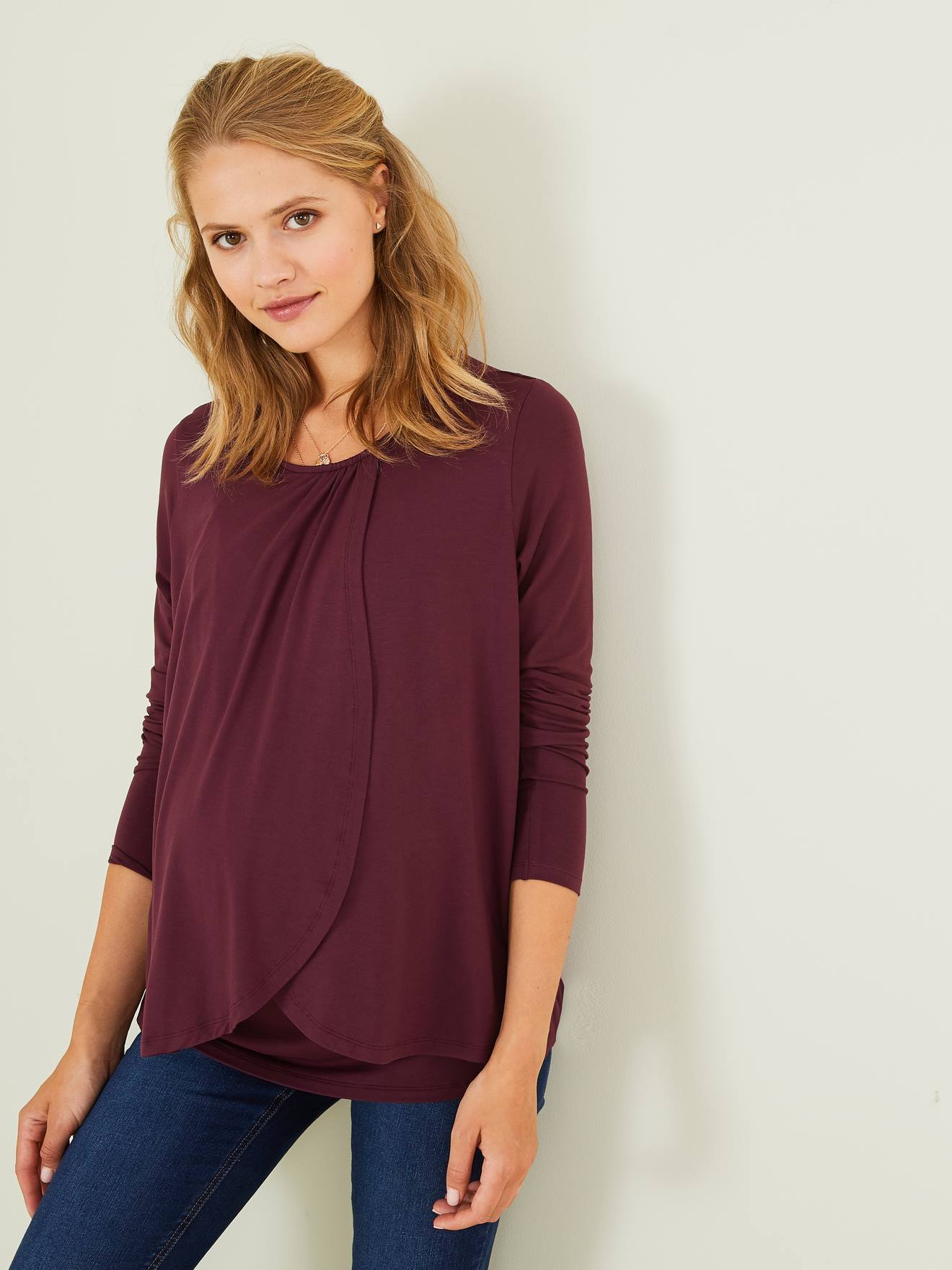 Maternity & Nursing Special Crossover Top dark brown