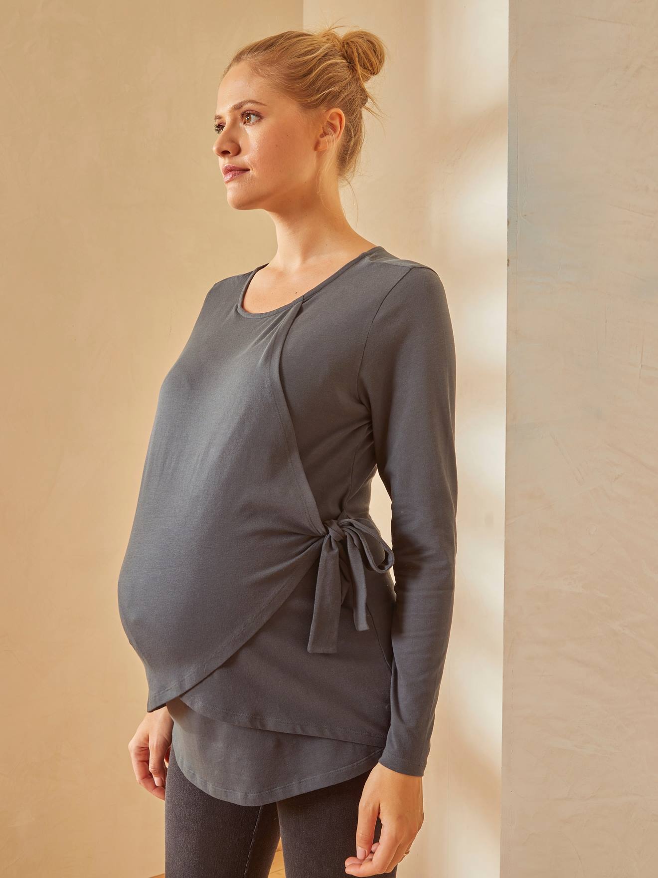 Top with Crossover Panels, Maternity & Nursing Special dark green