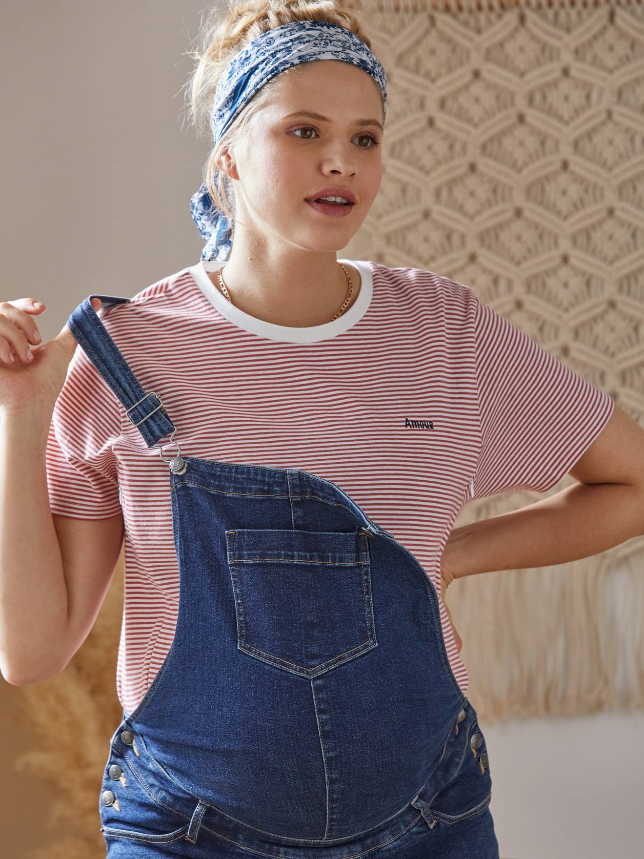 Striped Cotton T-Shirt, Maternity & Nursing Special red medium striped