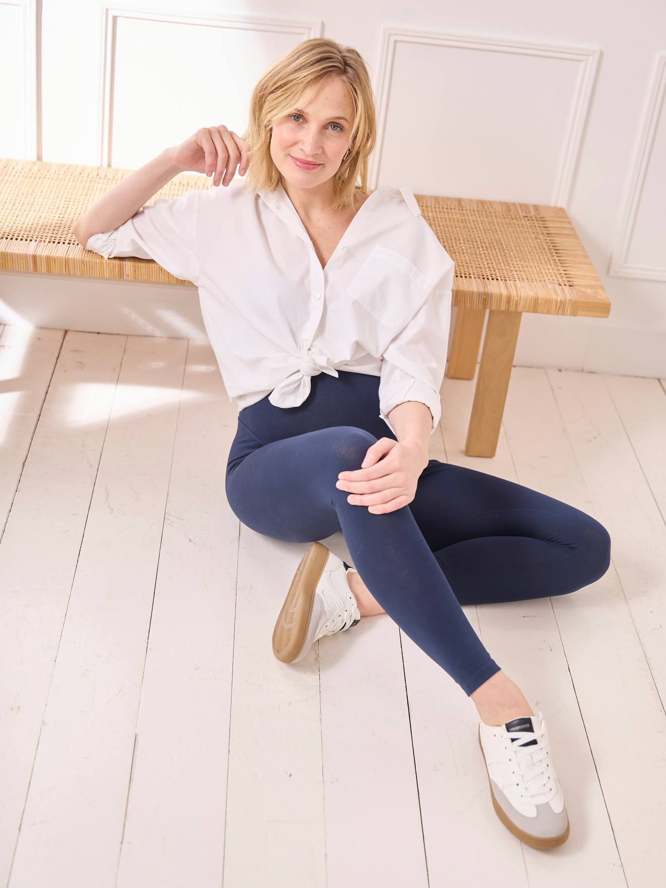 Long Maternity Leggings navy blue
