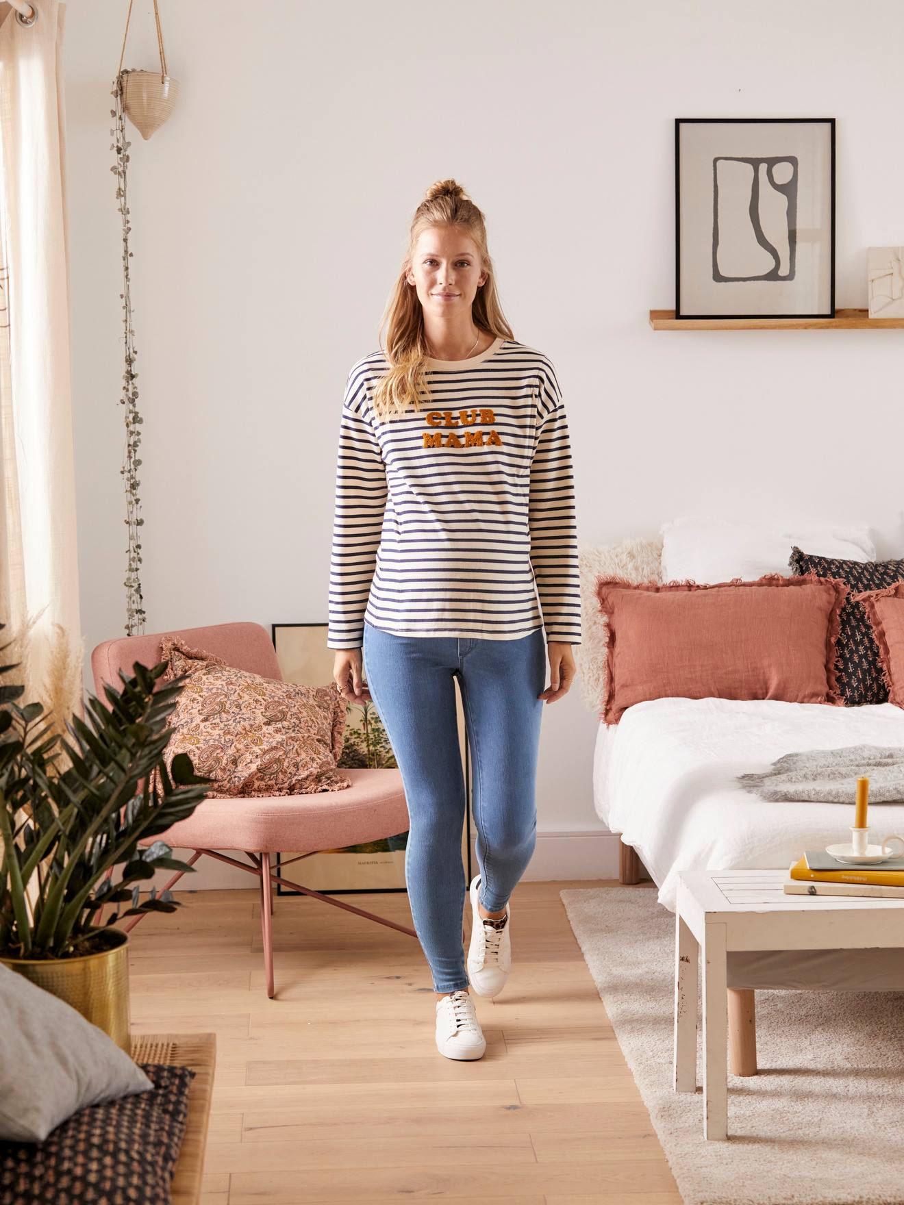 Seamless Treggings, Denim Effect, for Maternity blue light solid