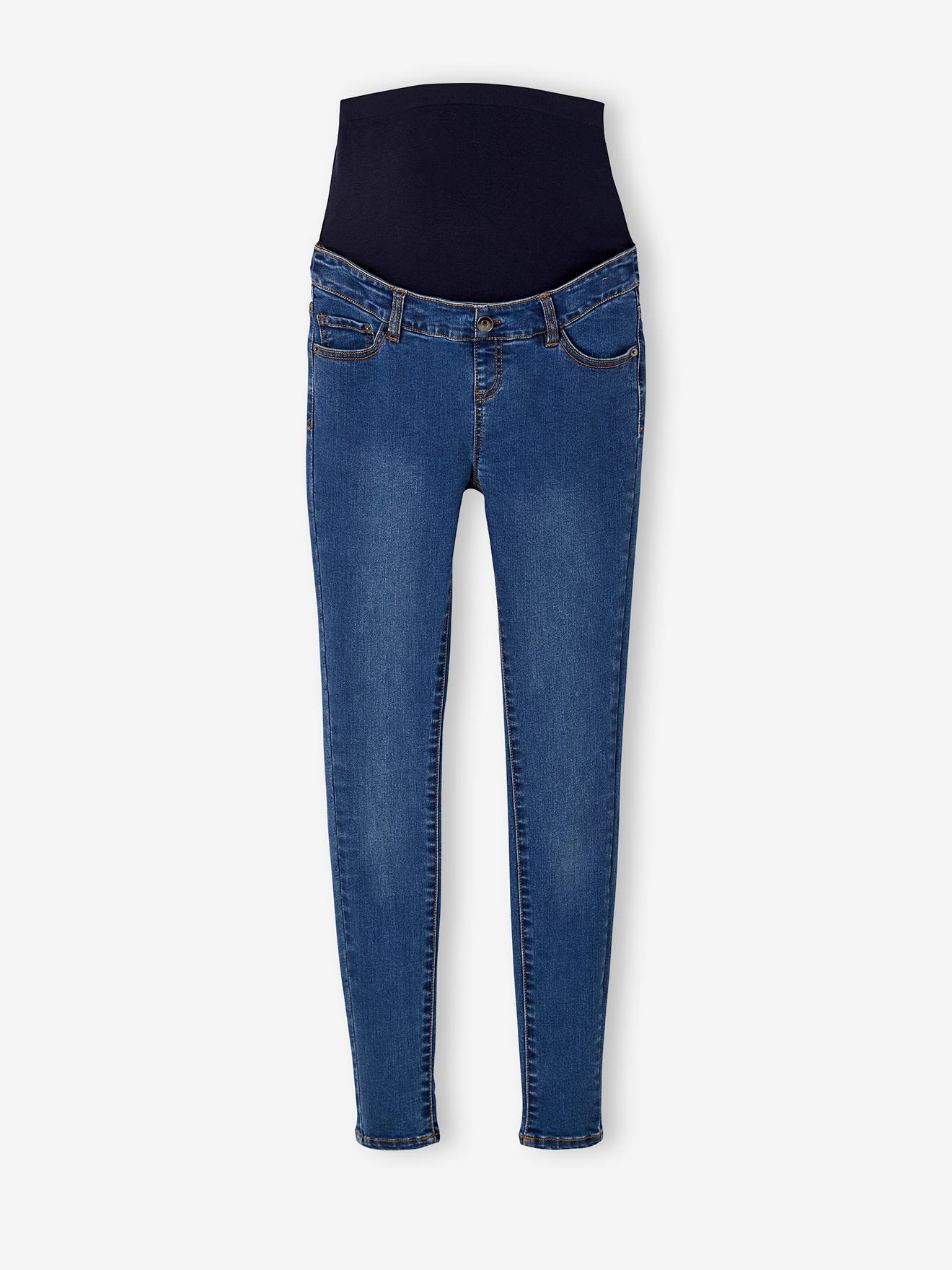 Skinny Leg Maternity Jeans with Seamless Belly-Wrap blue medium wasched