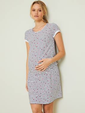 Printed Nightie, Maternity & Nursing Special blue/white stripes
