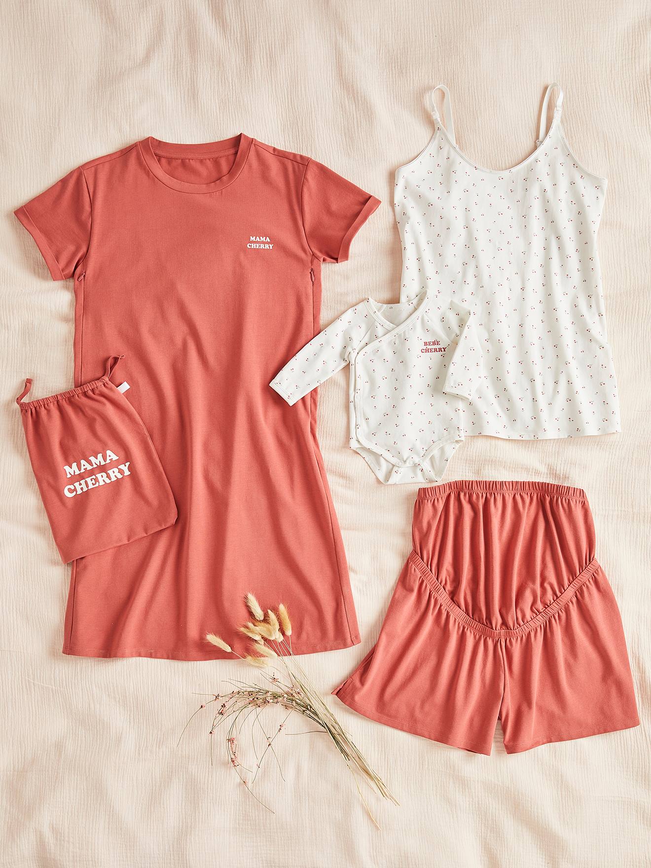 Mummy/Baby Maternity Set, Pregnancy & Breastfeeding Special brown light solid
