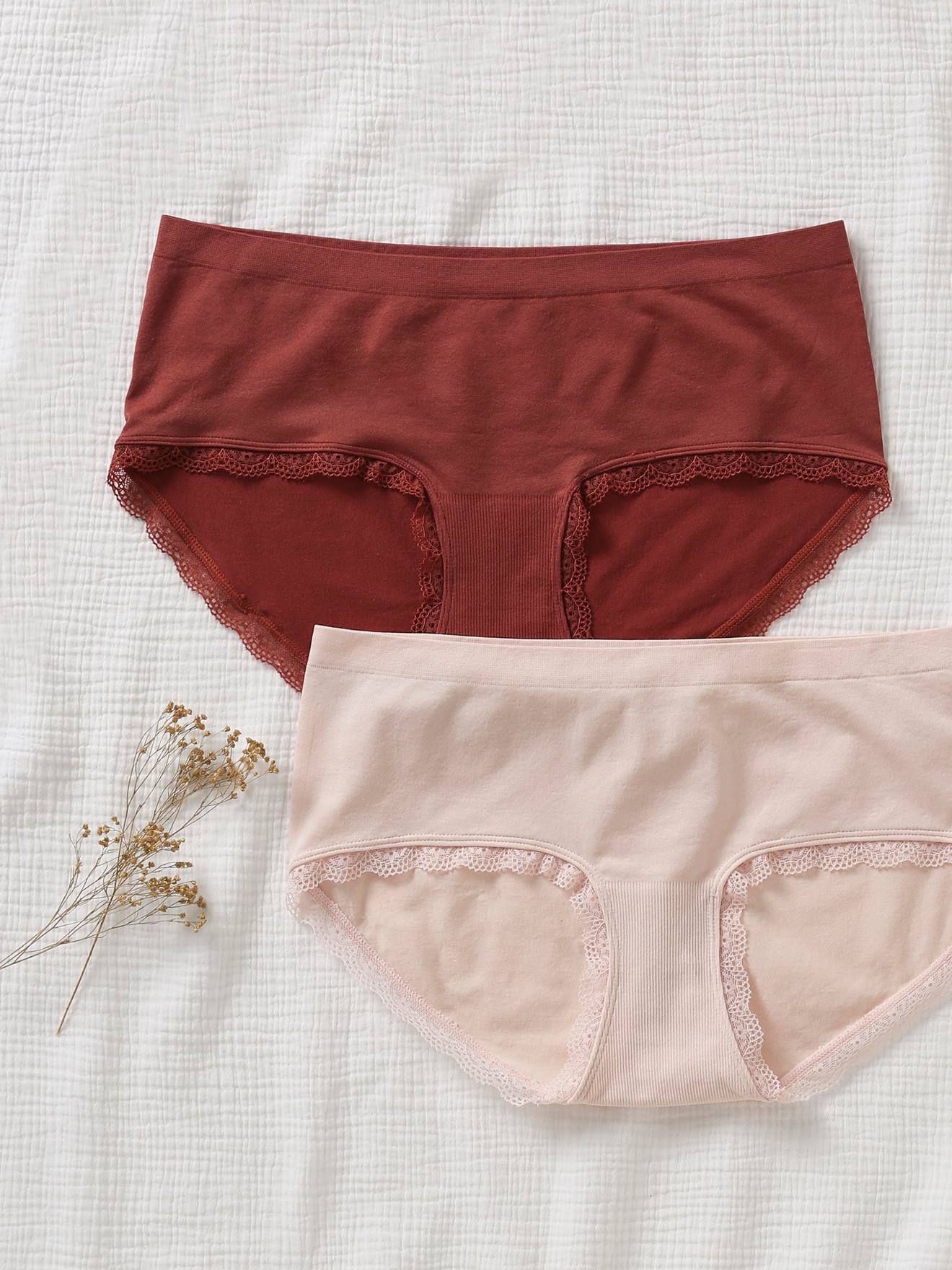Pack of 2 Seamless Briefs in Microfibre for Maternity pink light solid