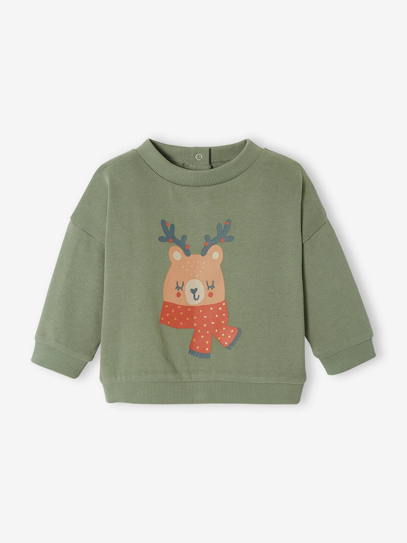 Christmas Sweatshirt for Babies sage green