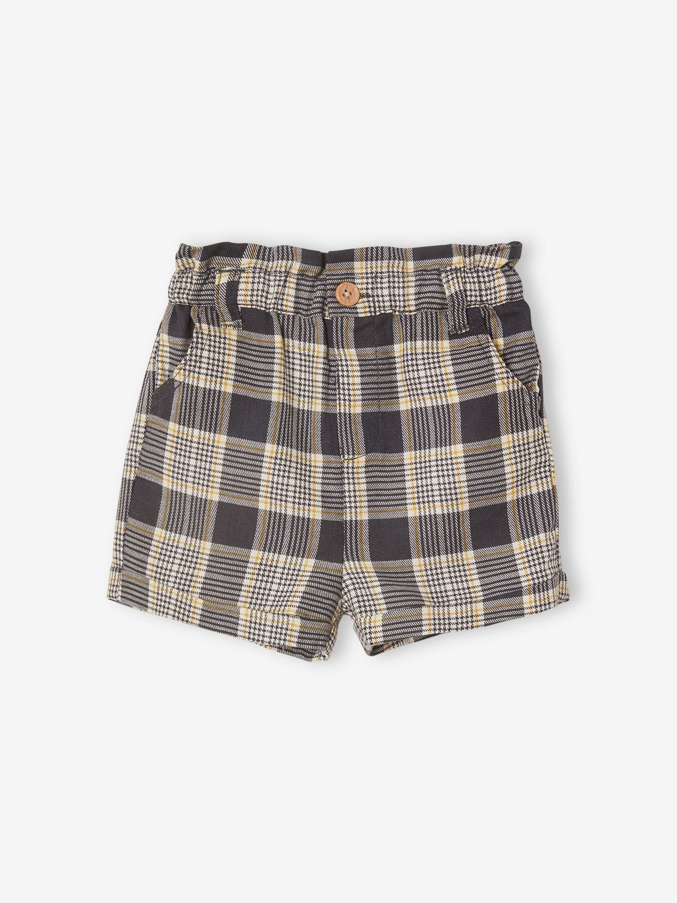 Chequered Shorts for Baby Girls chequered grey