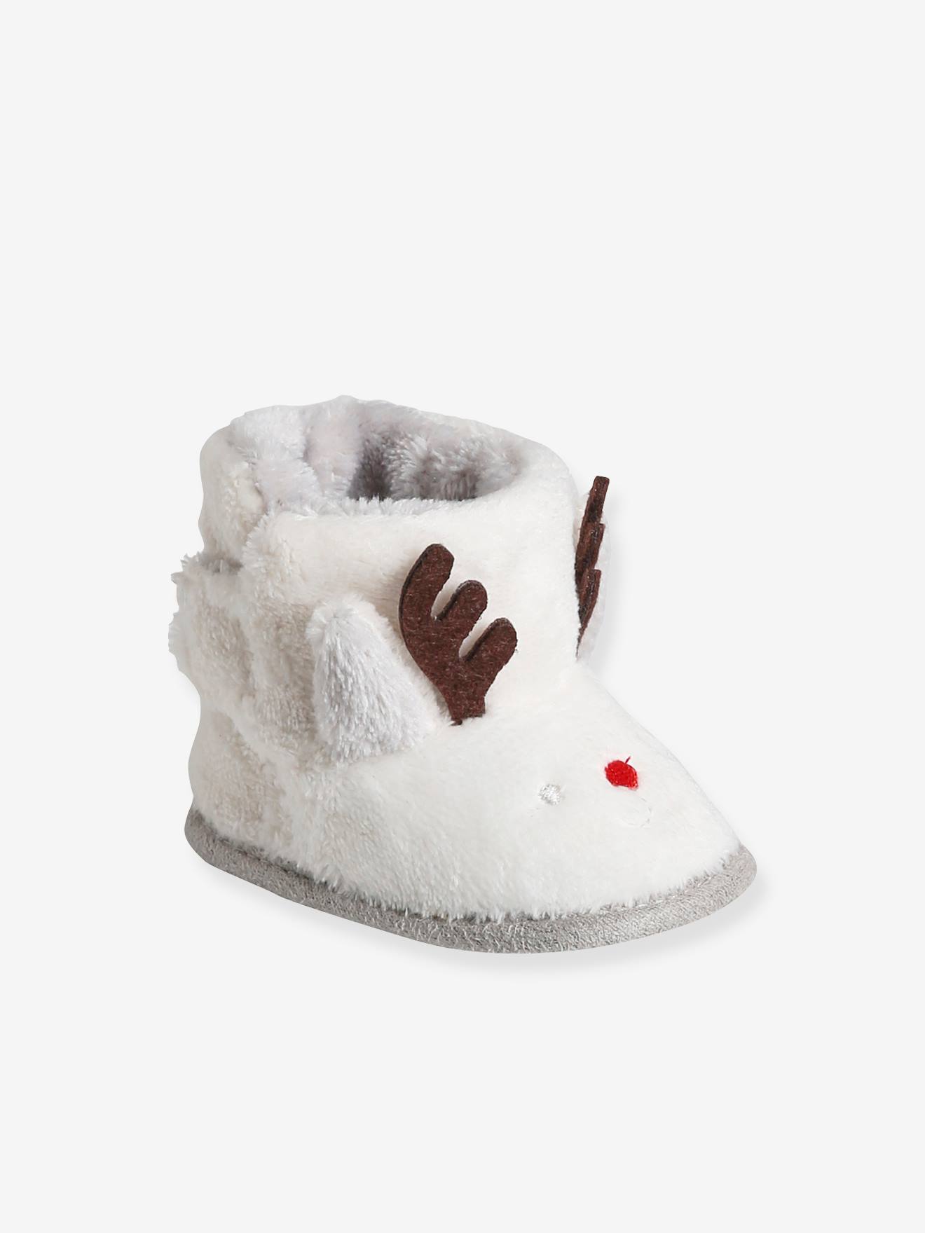 Pram Boots with Faux Fur for Babies ecru