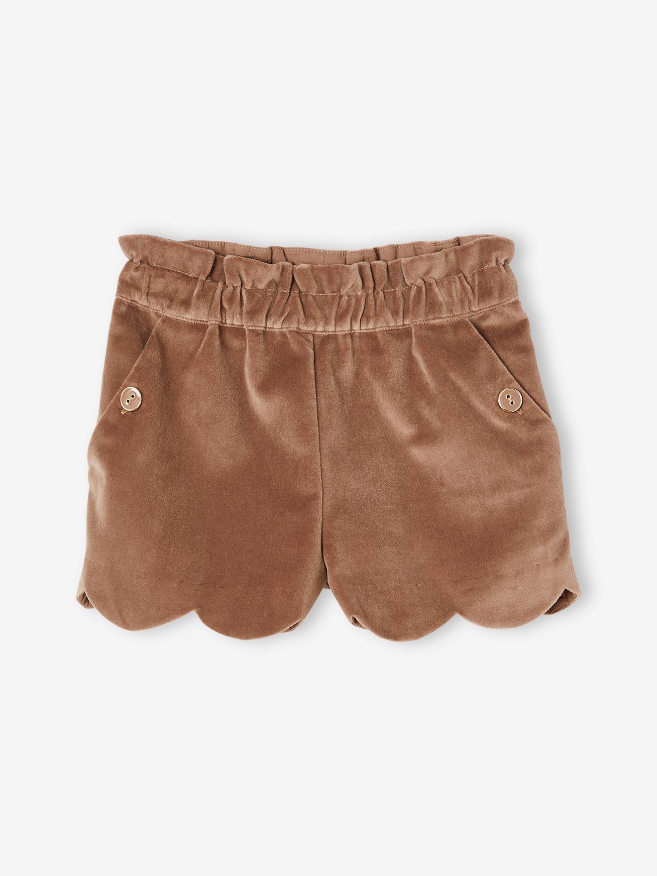Velour Shorts for Girls mocha