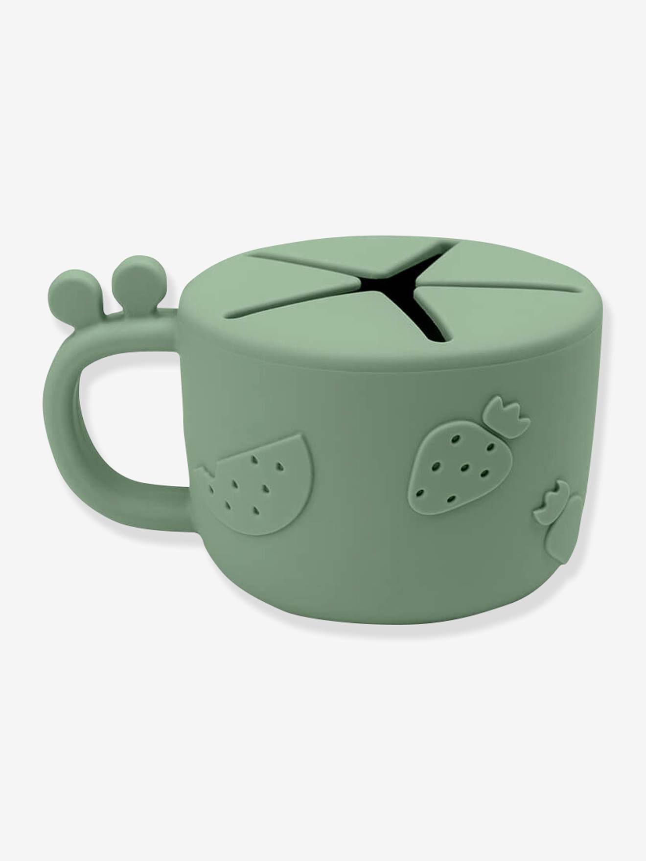 Snack Cup in Silicone, Peekaboo Raffi by DONE BY DEER green