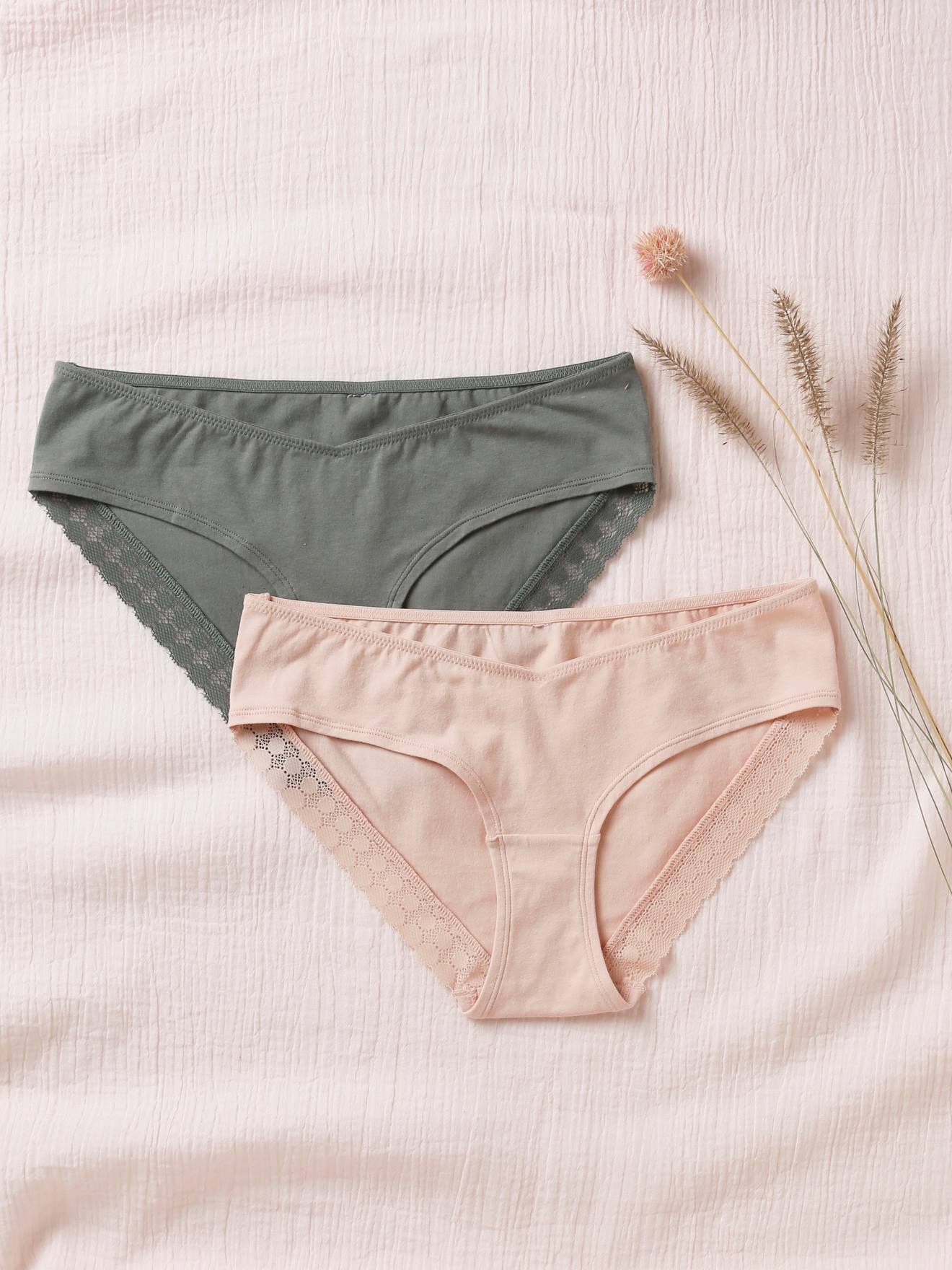 Pack of 2 Shorties in Stretch Cotton & Lace, for Maternity slate grey