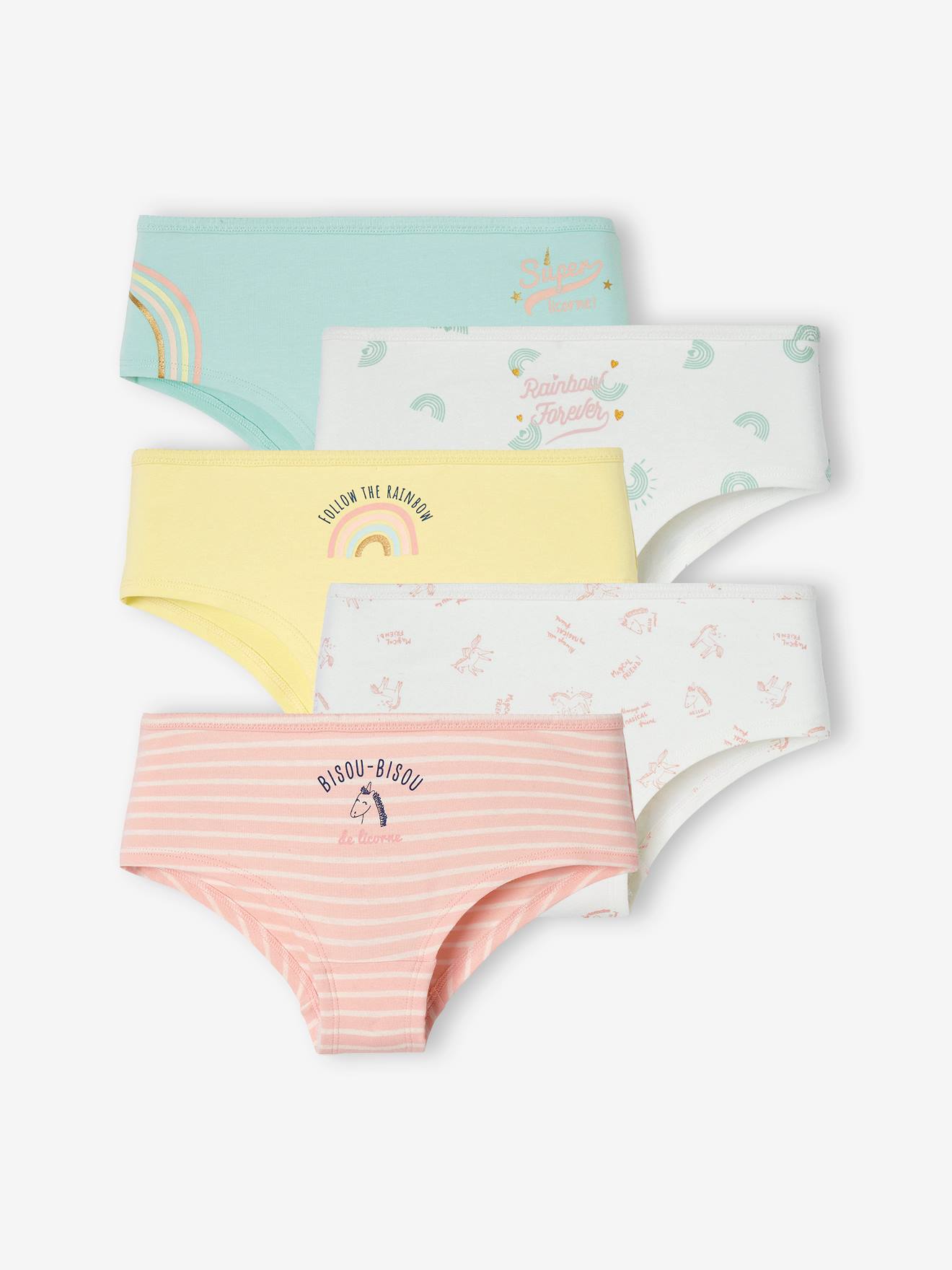 Pack of 5 Shorties for Girls pale pink