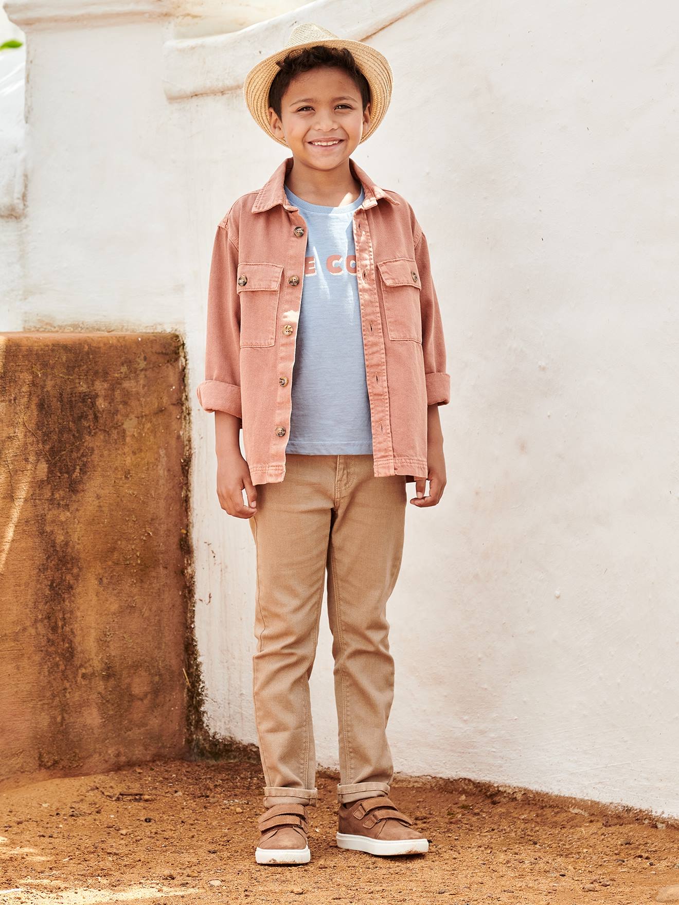 NARROW Hip, MorphologiK Slim Leg Coloured Trousers, for Boys beige