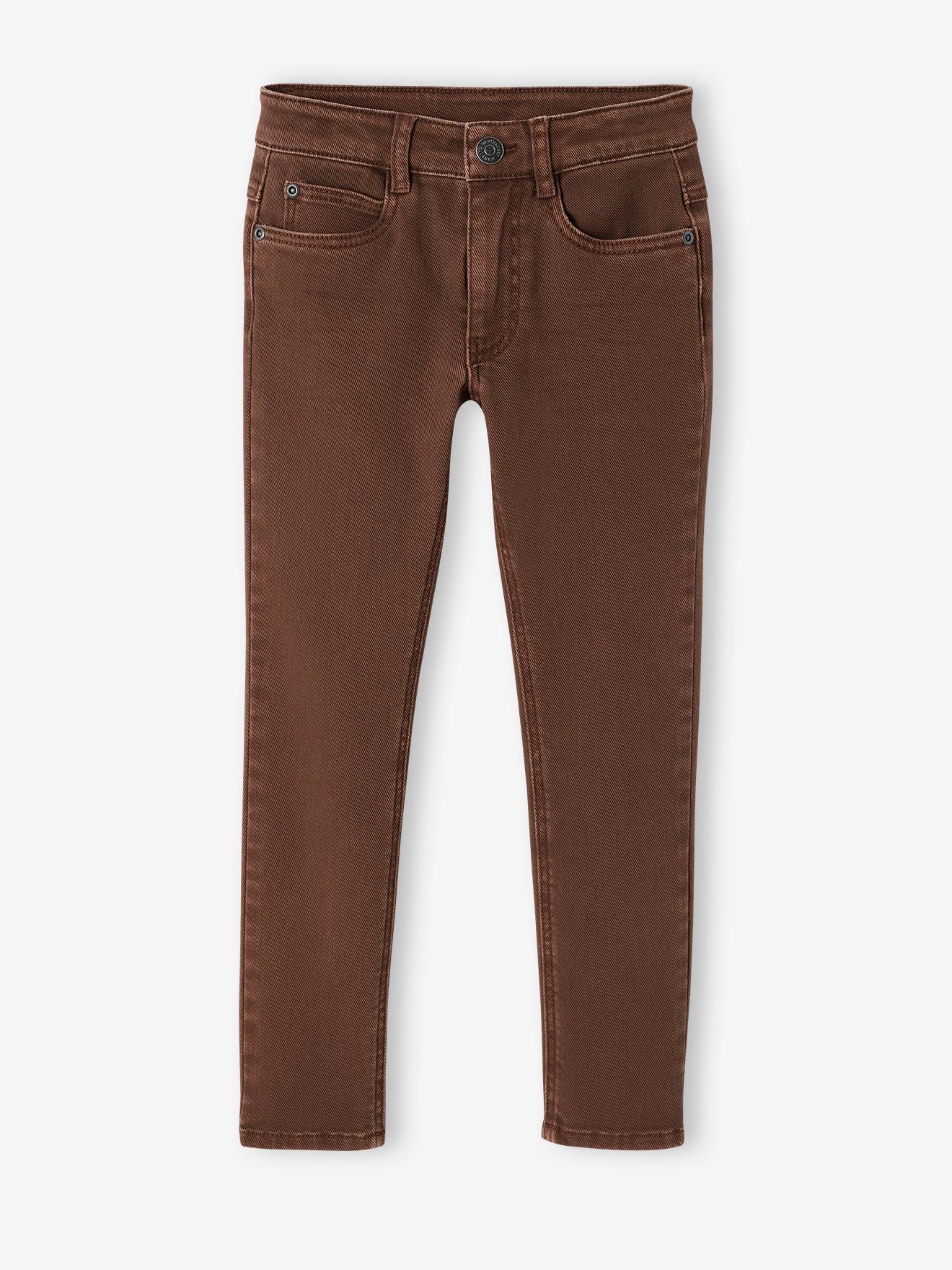 NARROW Hip, MorphologiK Slim Leg Coloured Trousers, for Boys chocolate