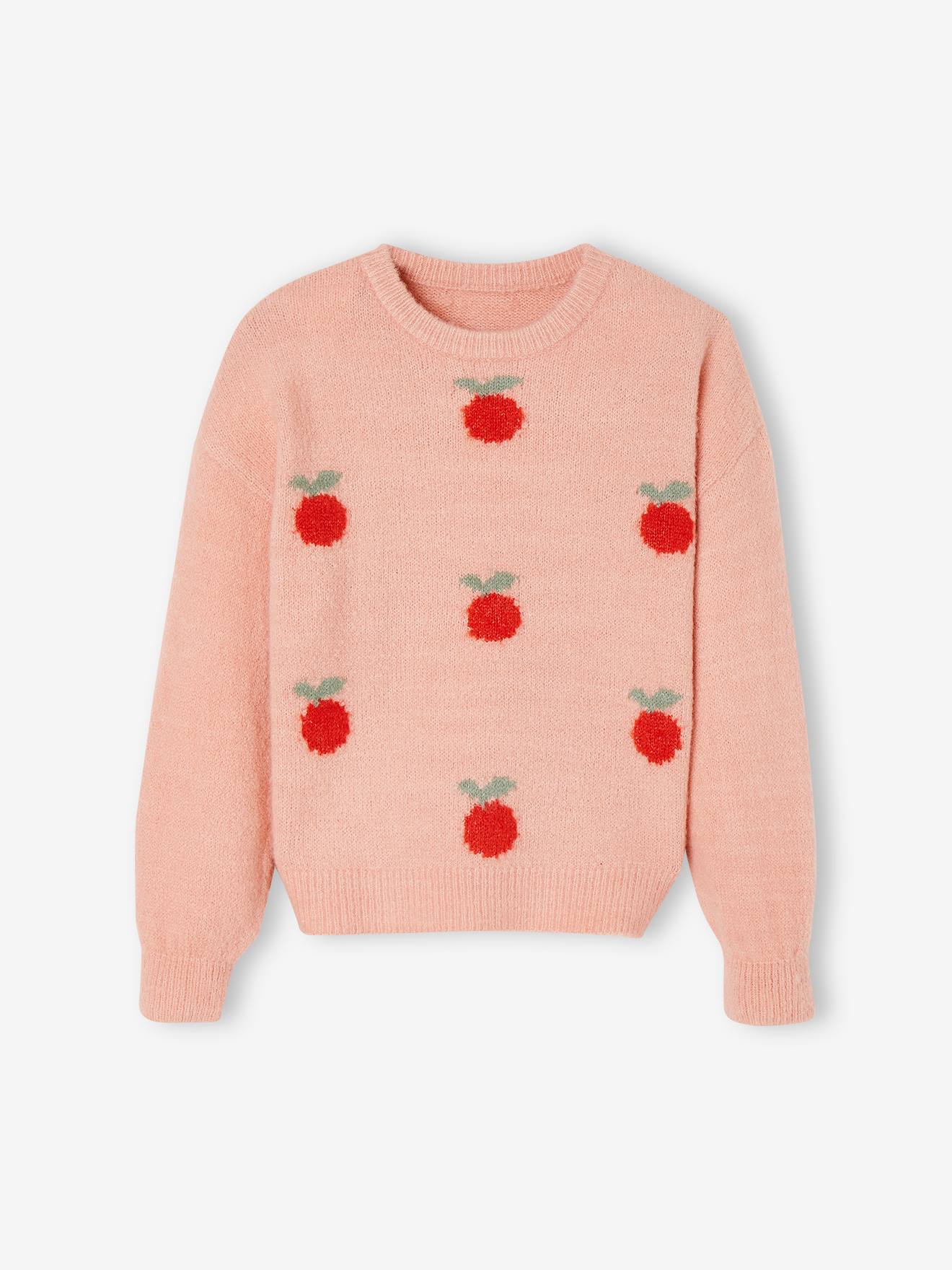 Soft Jacquard Knit Jumper for Girls rose