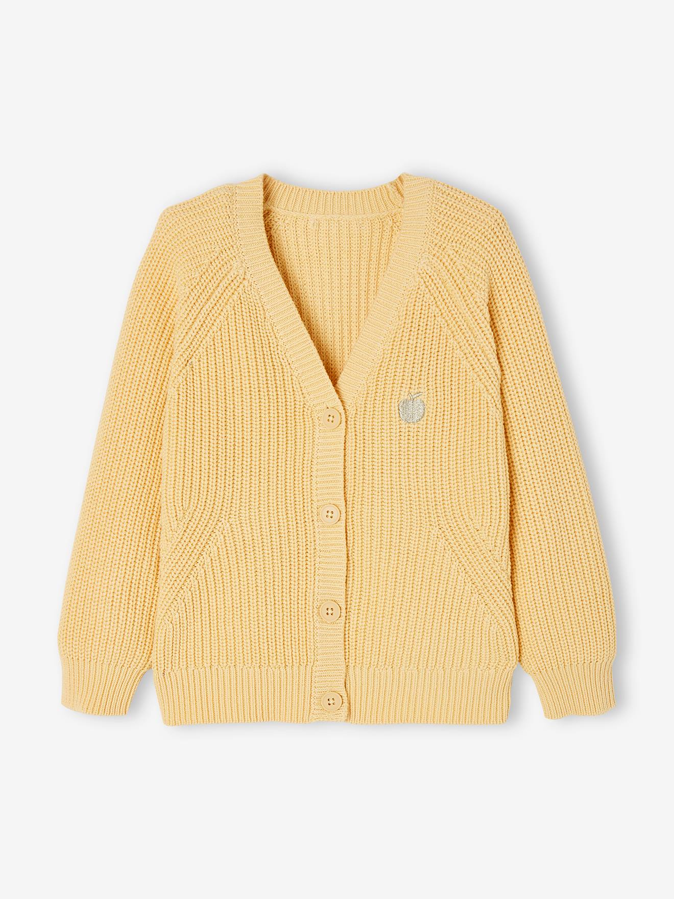 Rib Knit Cardigan for Girls pale yellow
