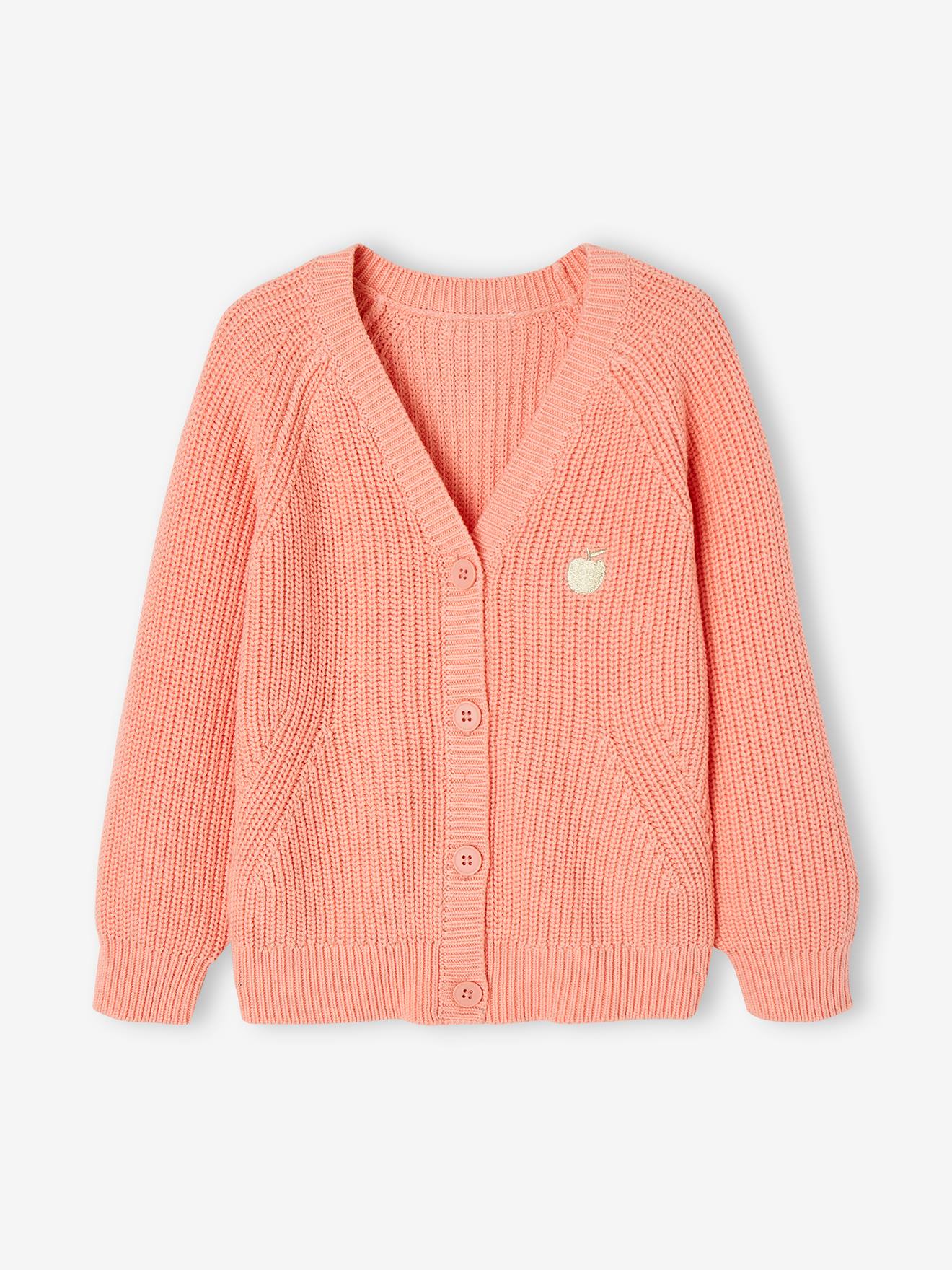 Rib Knit Cardigan for Girls coral