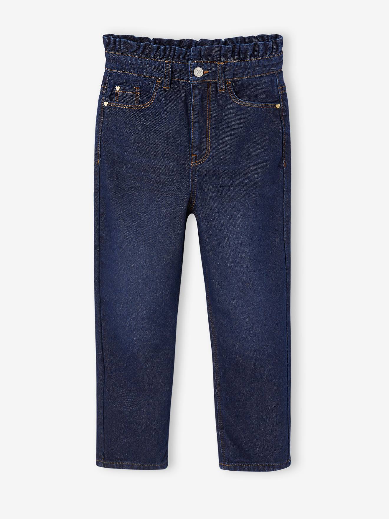 Mom Fit Jeans with Heart-Shaped Pockets on the Back, for Girls brut denim