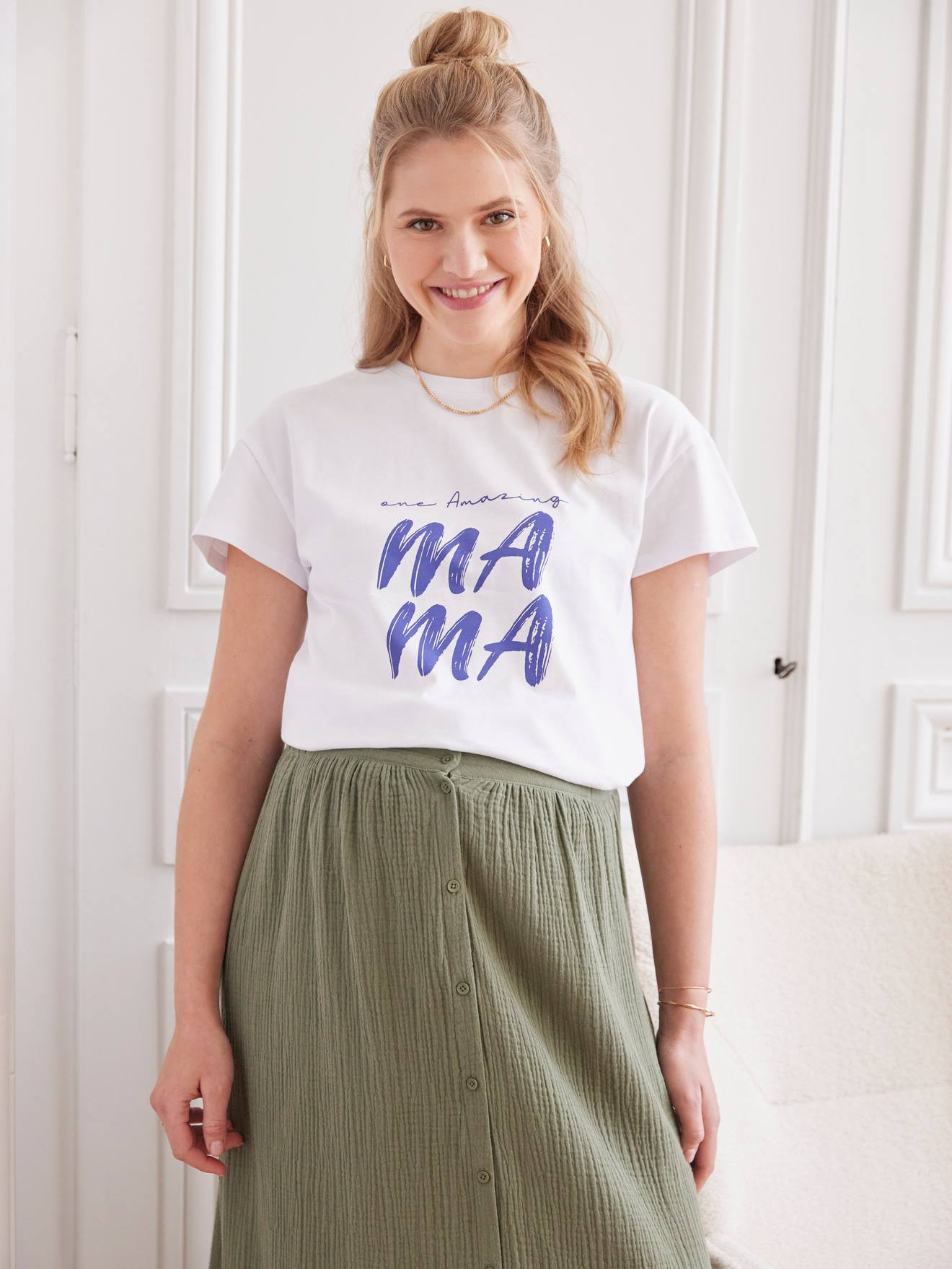 T-Shirt with Message, for Maternity ecru