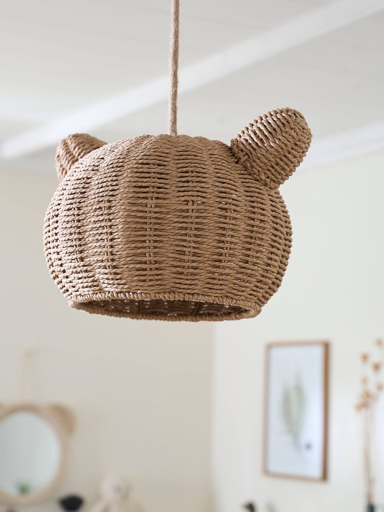 Bear Hanging Lampshade in Rattan brown