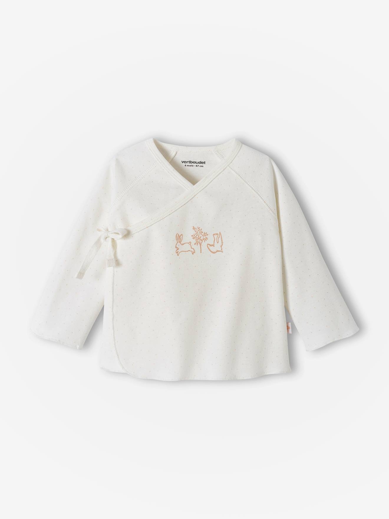 Wrap-Over Jacket in Organic Cotton for Newborn Baby ecru