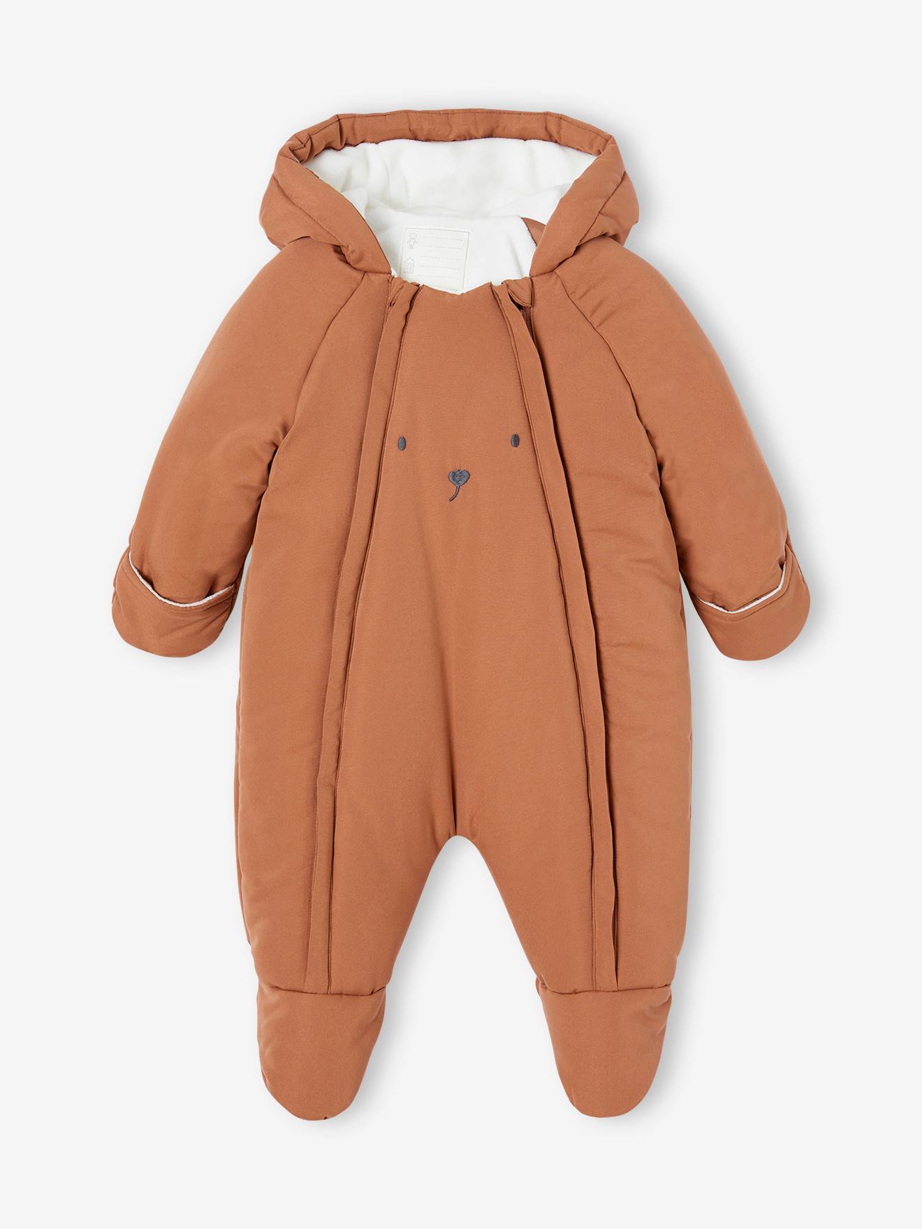Bear Pramsuit with Full-Length Double Opening for Babies chocolate