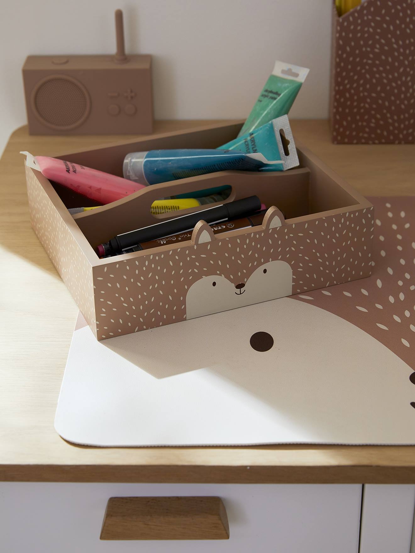 Wooden Pencil Case Box, Fox terracotta