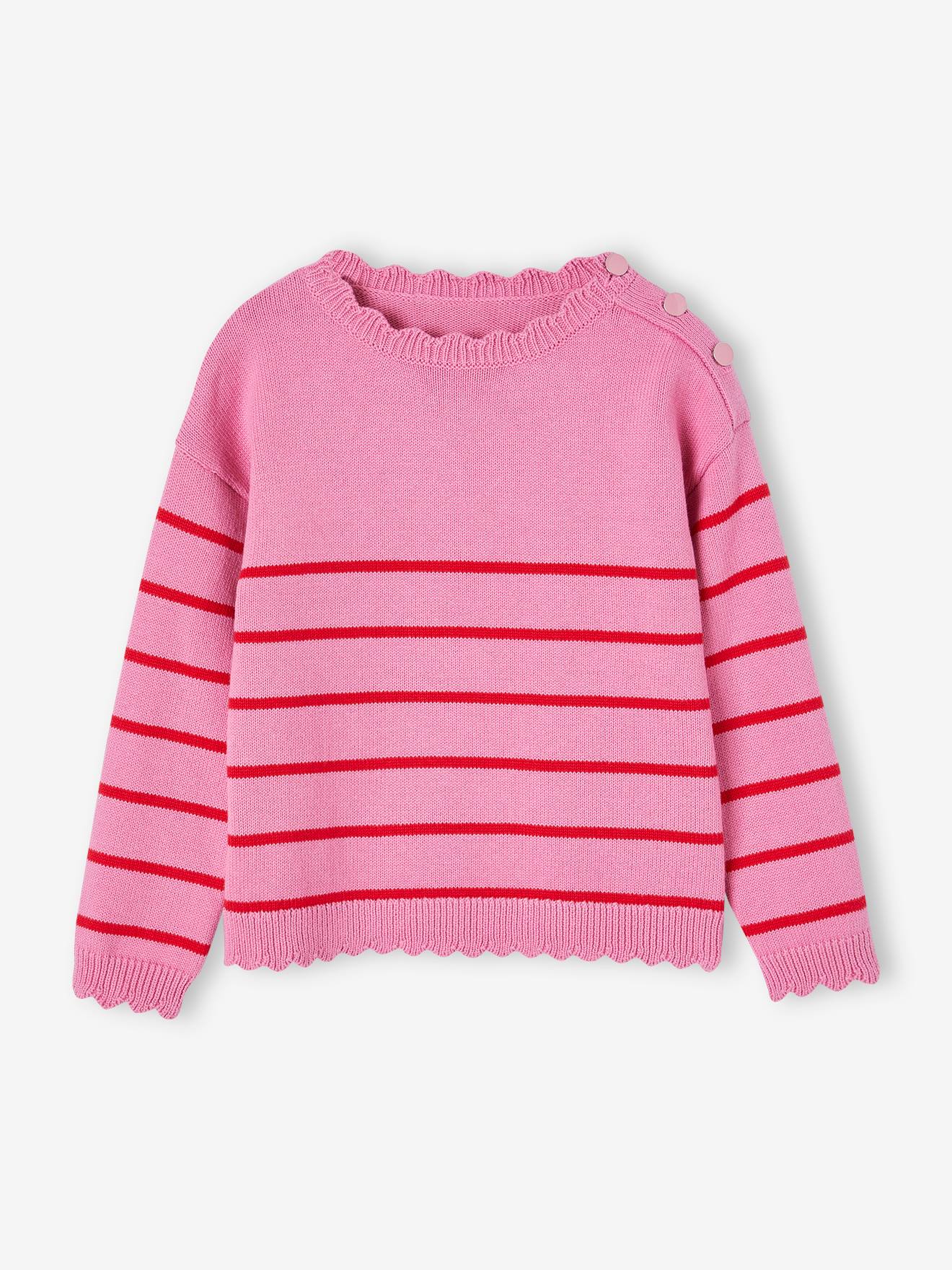 Fancy Striped Jumper for Girls old rose