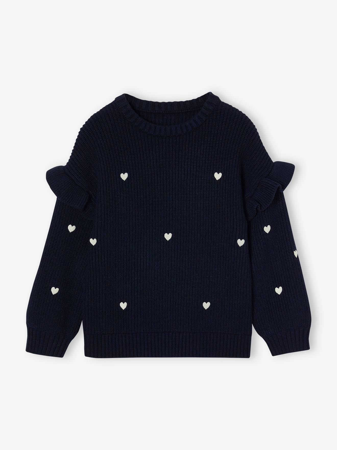 Jumper with Ruffled Sleeves for Girls navy blue