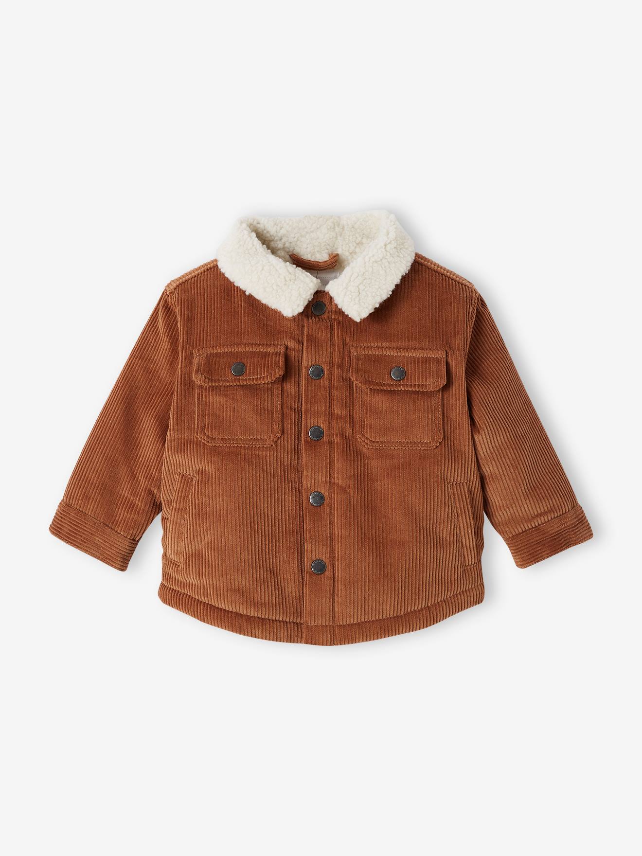 Corduroy Jacket with Faux Fur Lining, for Babies brown