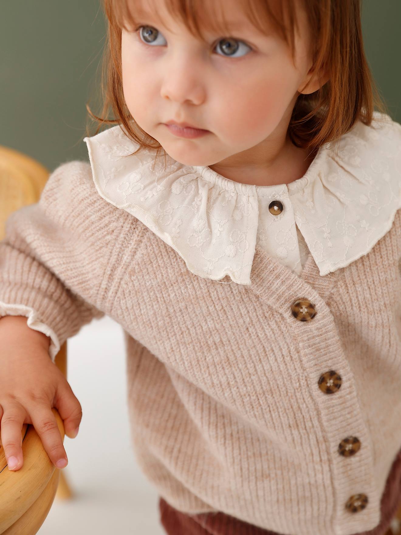 Cardigan in Brioche Stitch for Babies beige