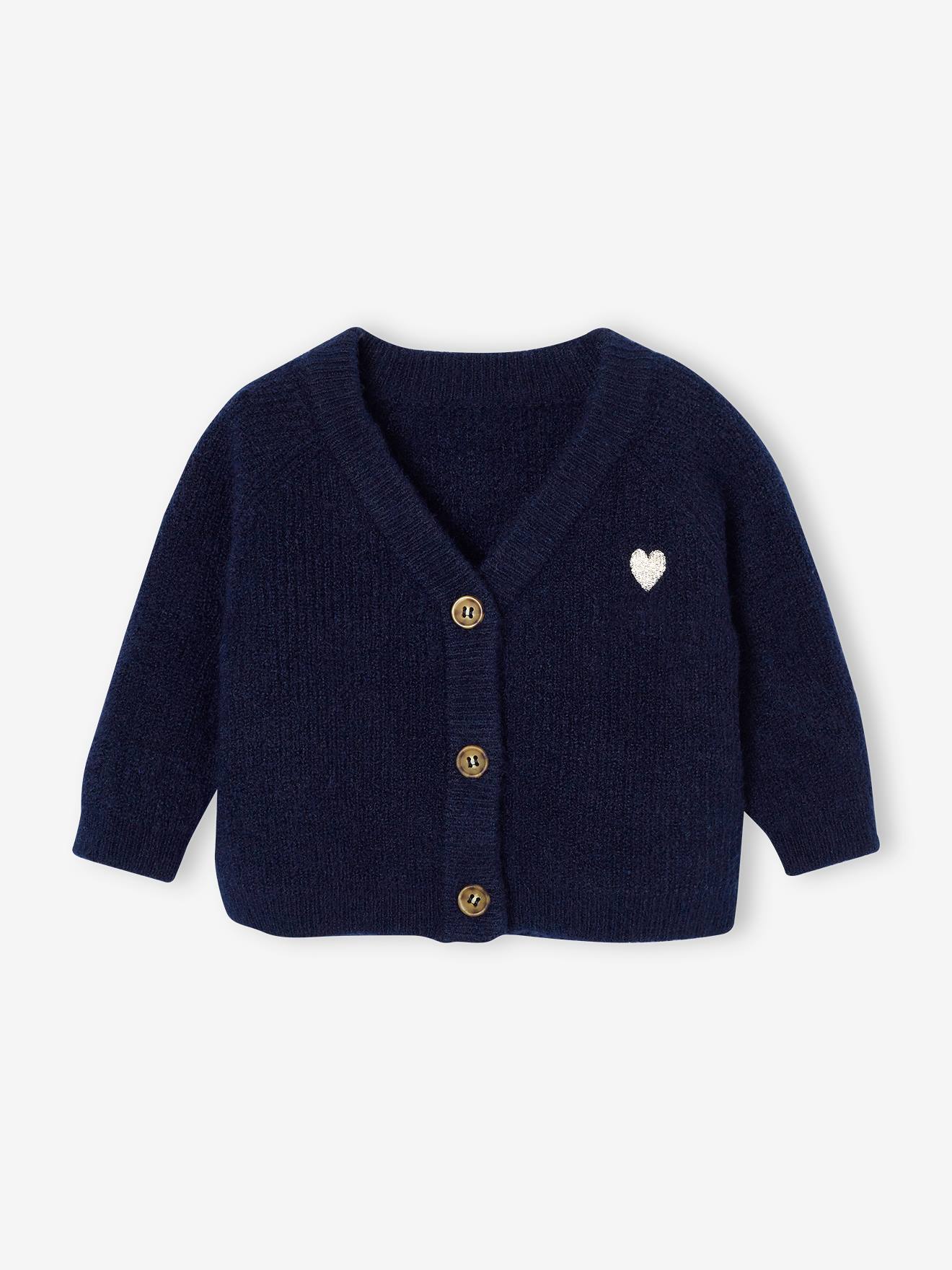 Cardigan in Brioche Stitch for Babies navy blue
