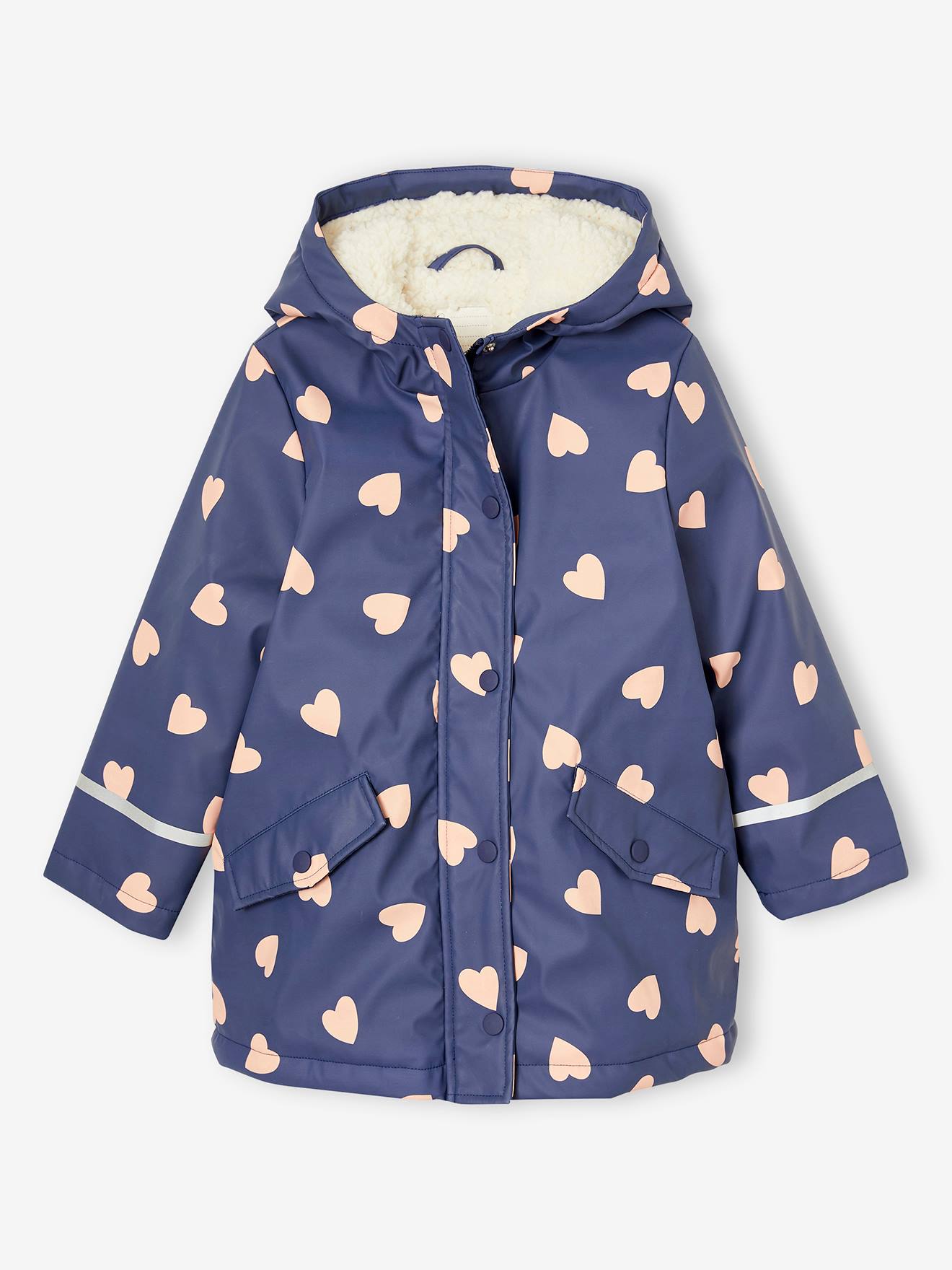 Raincoat with Sherpa Lining for Girls indigo