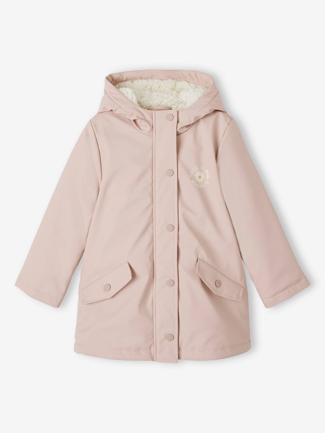 Raincoat with Sherpa Lining for Girls pale pink