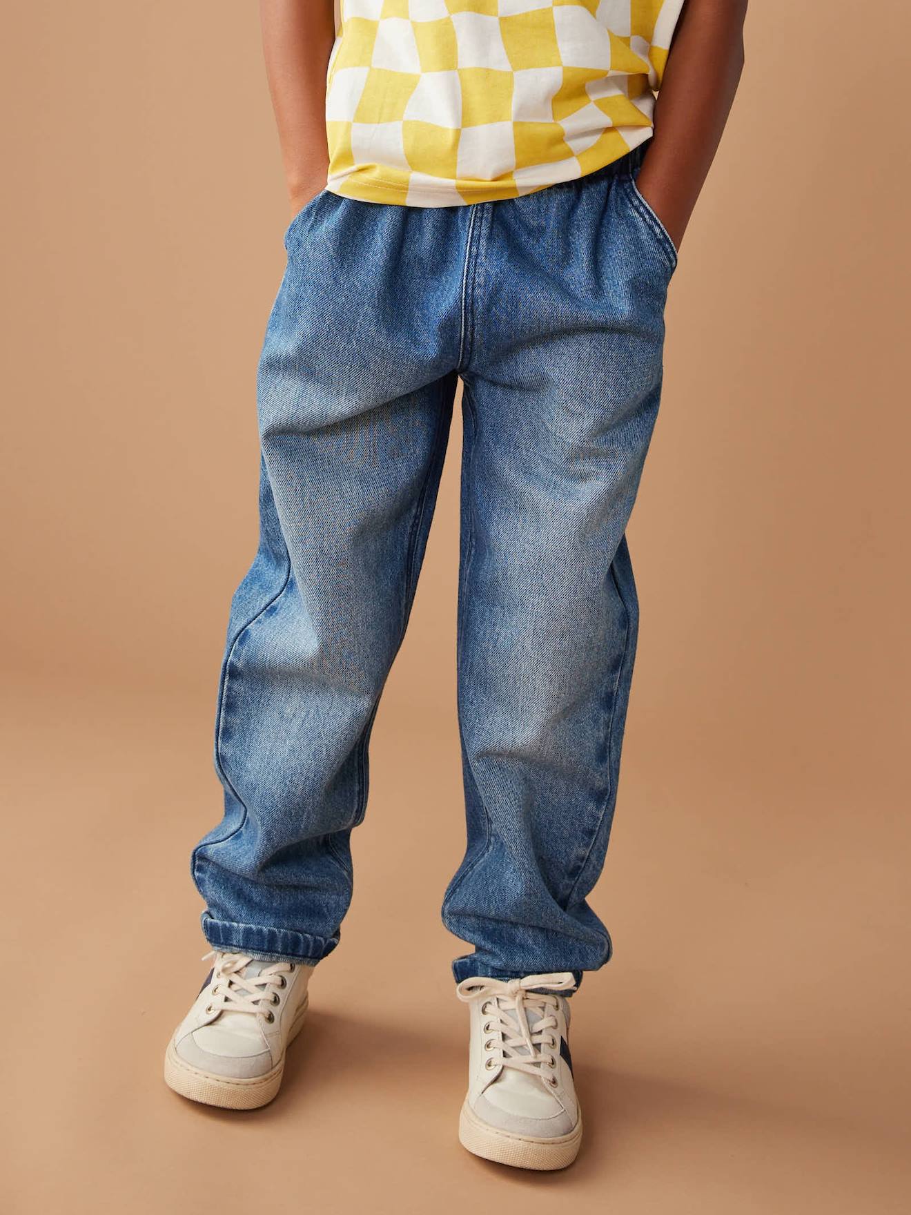 Wide Easy to Slip On Jeans for Boys stone