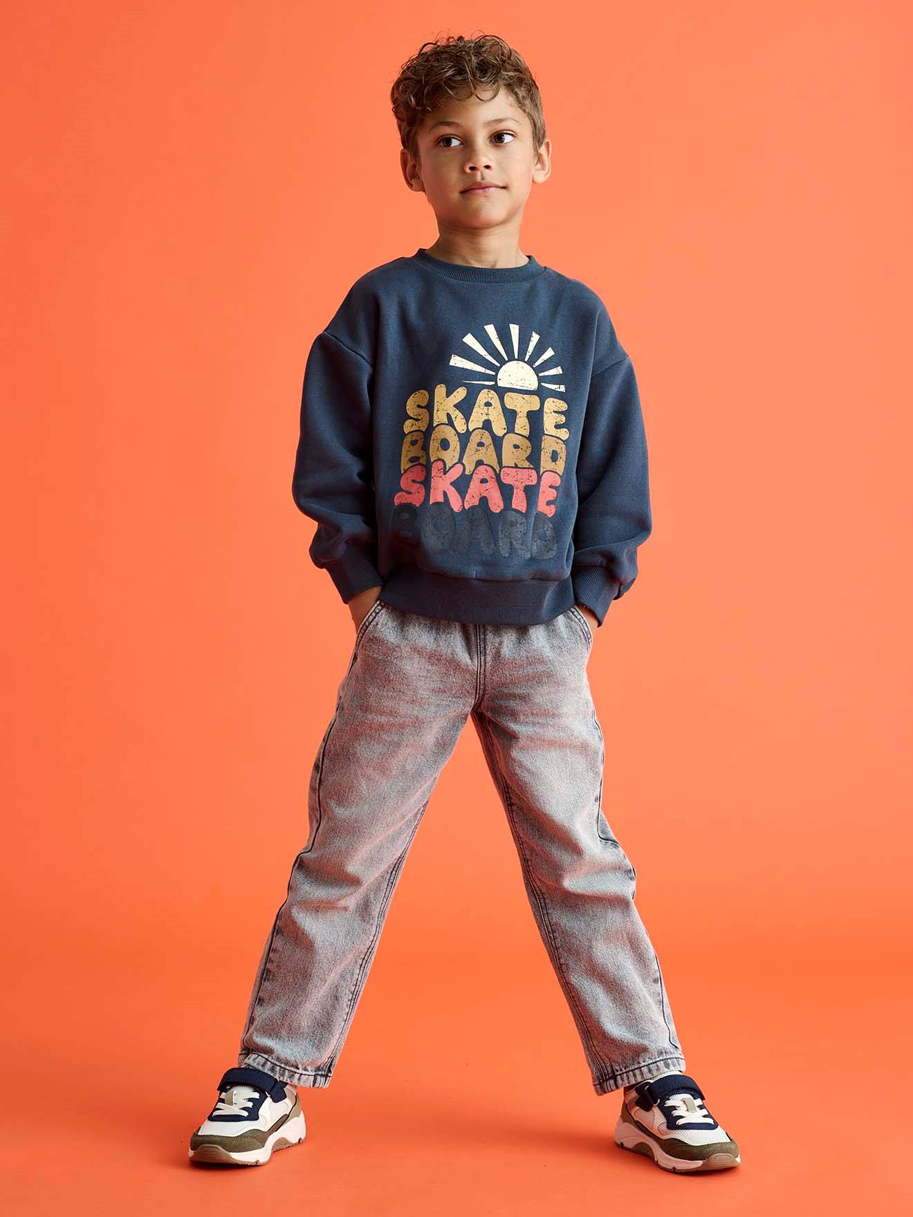 Wide Easy to Slip On Jeans for Boys grey