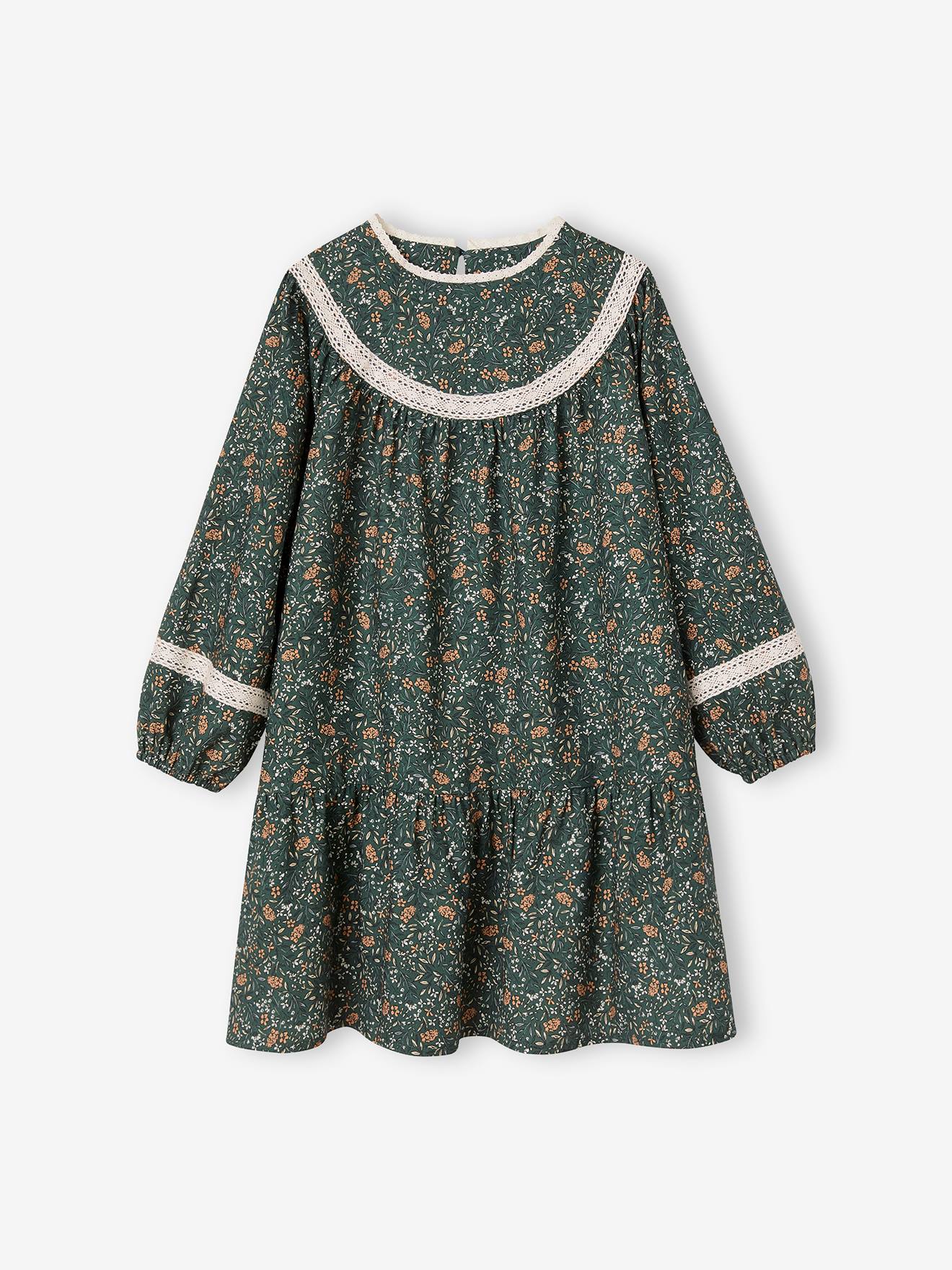 Floral Dress for Girls green