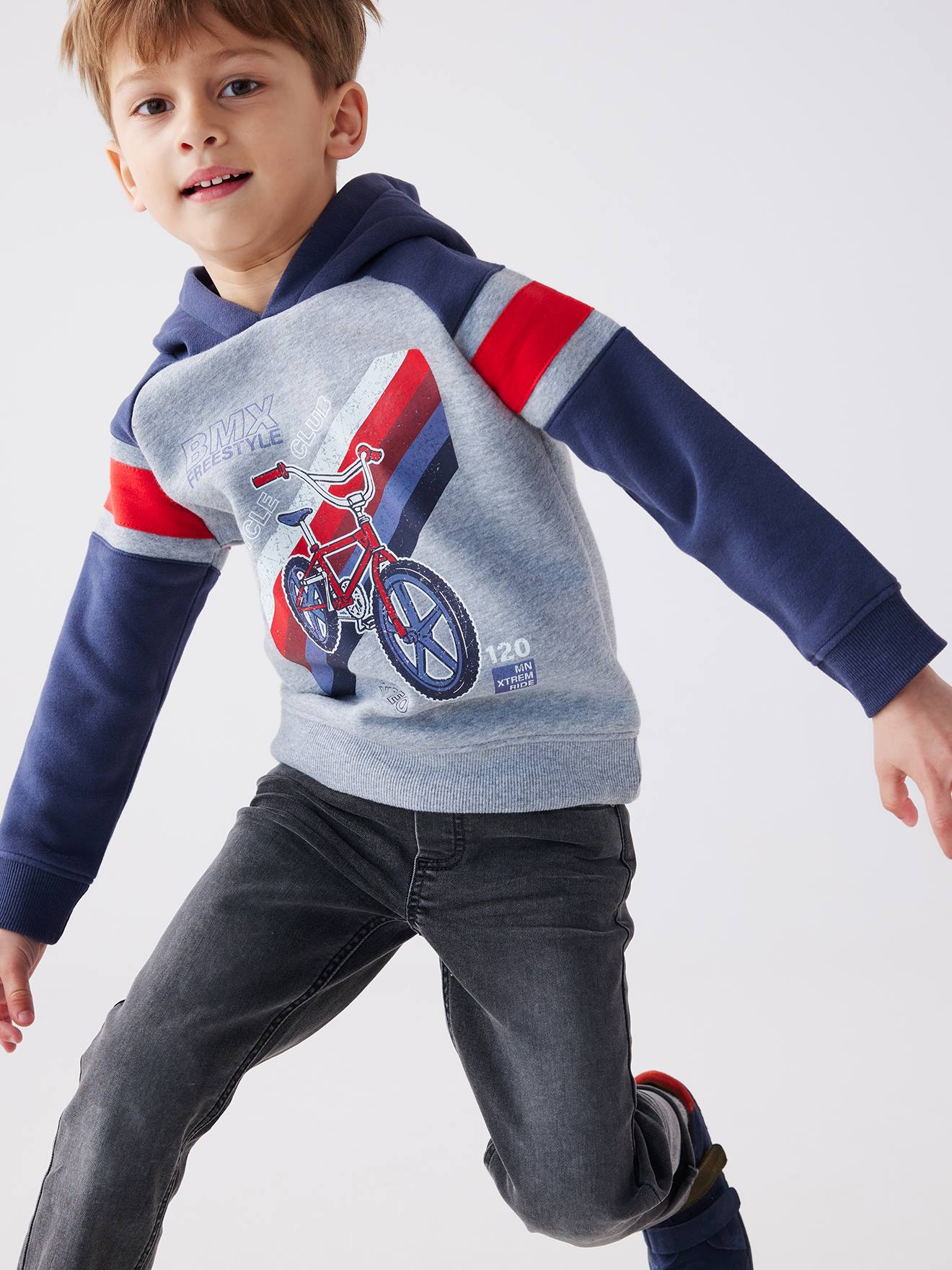 Hoodie with Graphic Motif & Raglan Sleeves, for Boys night blue