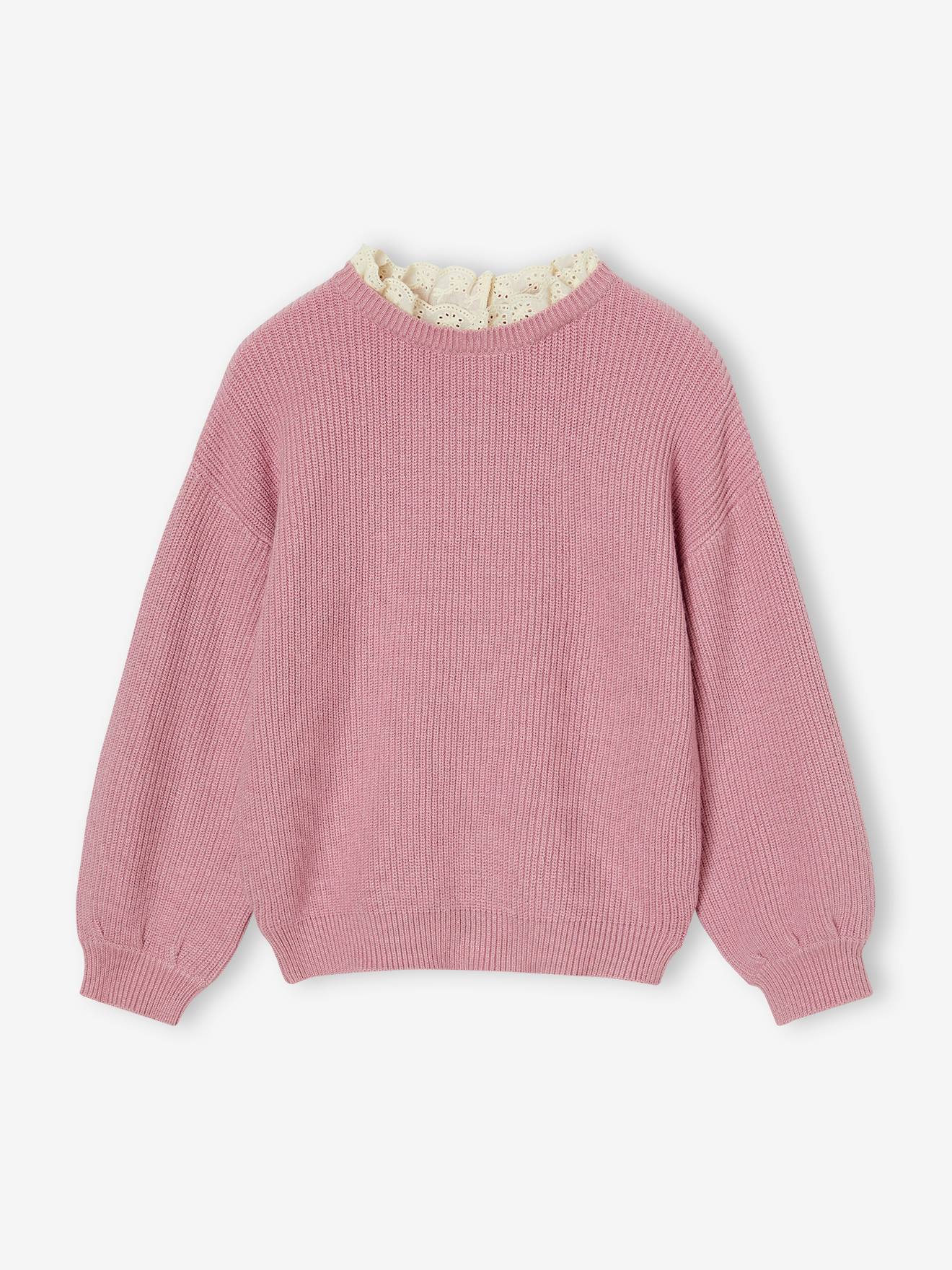 Loose-Fitting Jumper with Fancy Collar for Girls lavender