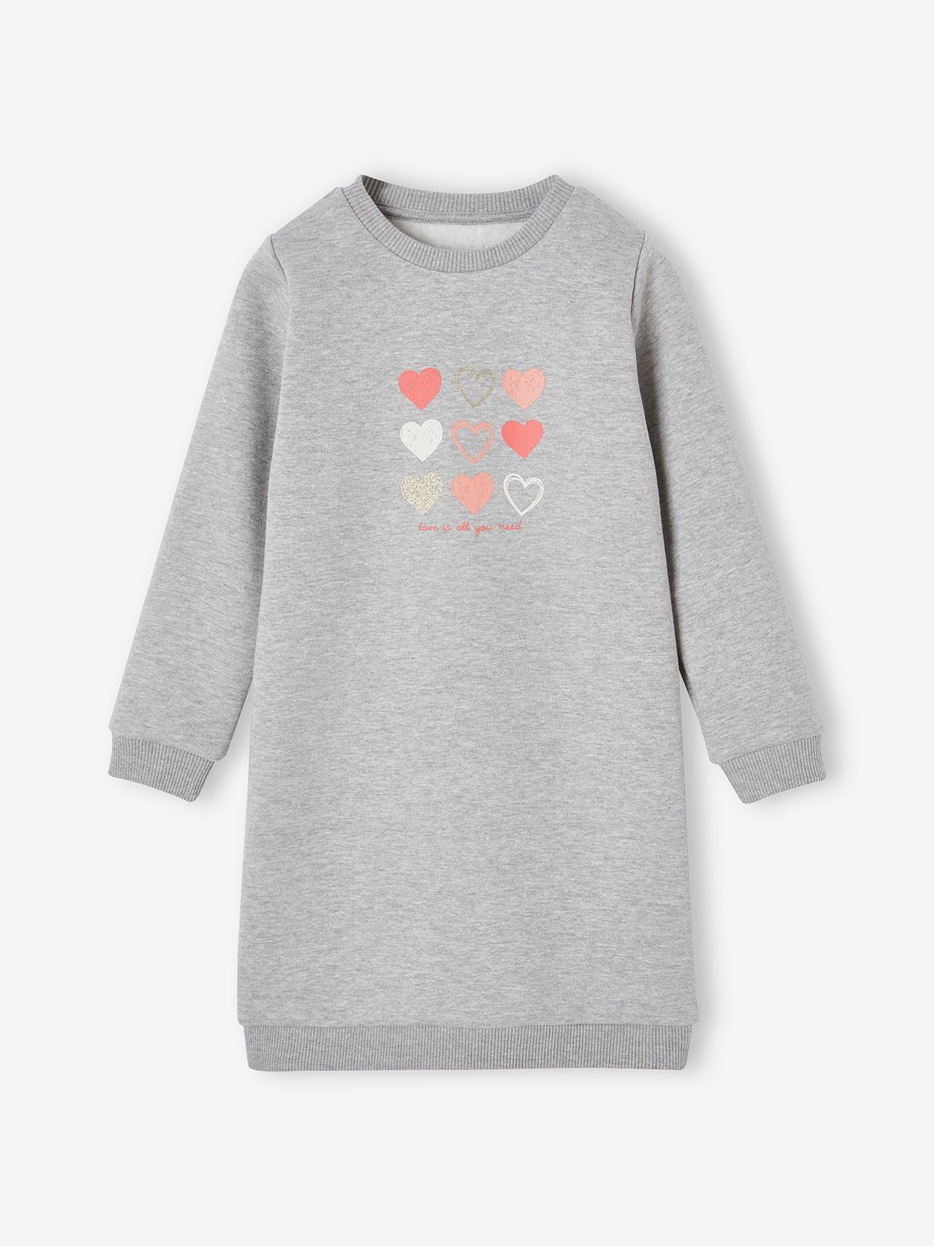 Basics Dress in Fleece for Girls marl grey