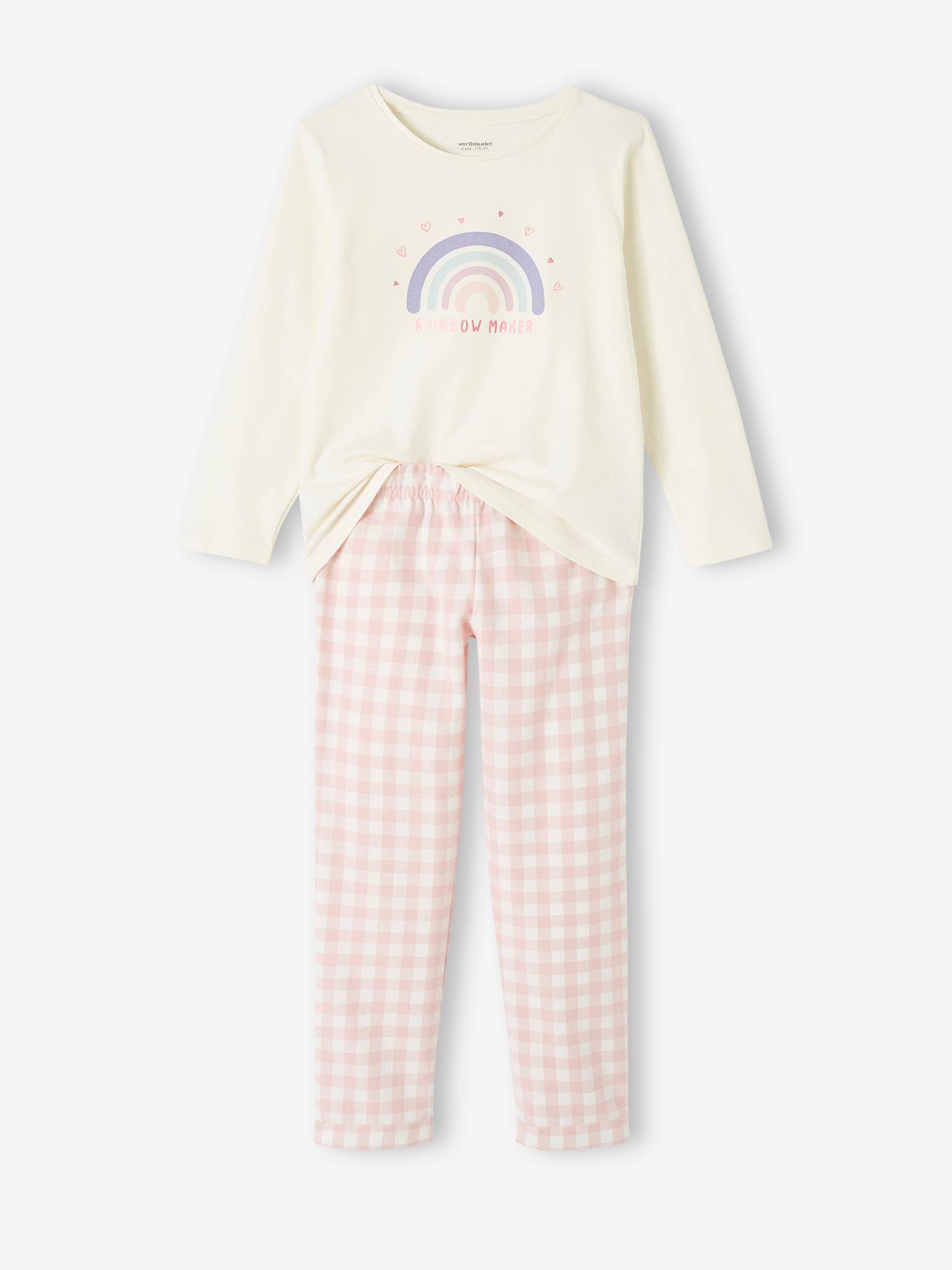 Rainbow Pyjamas in Jersey Knit & Flannel for Girls rose
